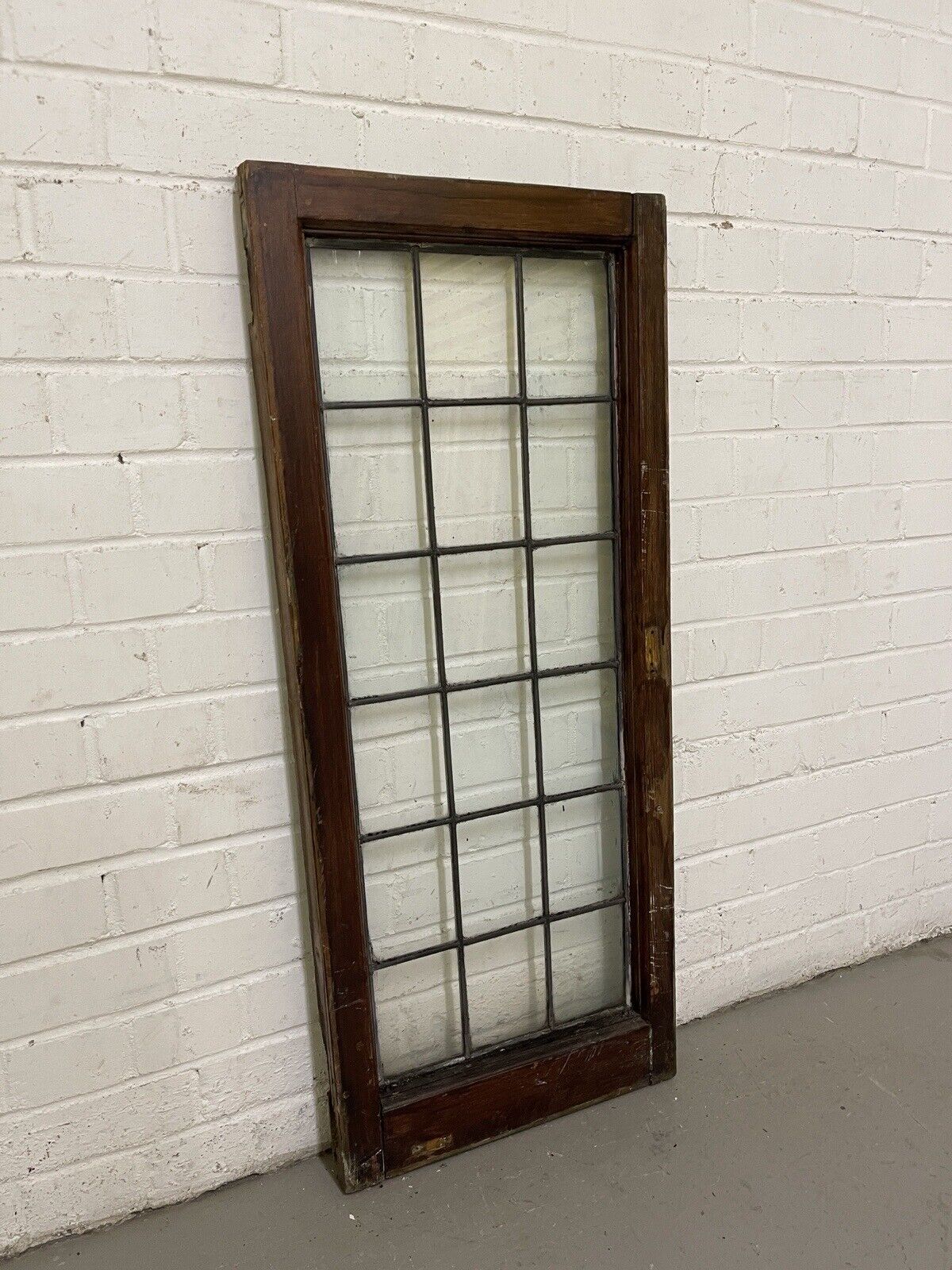 Reclaimed Old Leaded Light Panel Wooden Window 425 x 1005mm