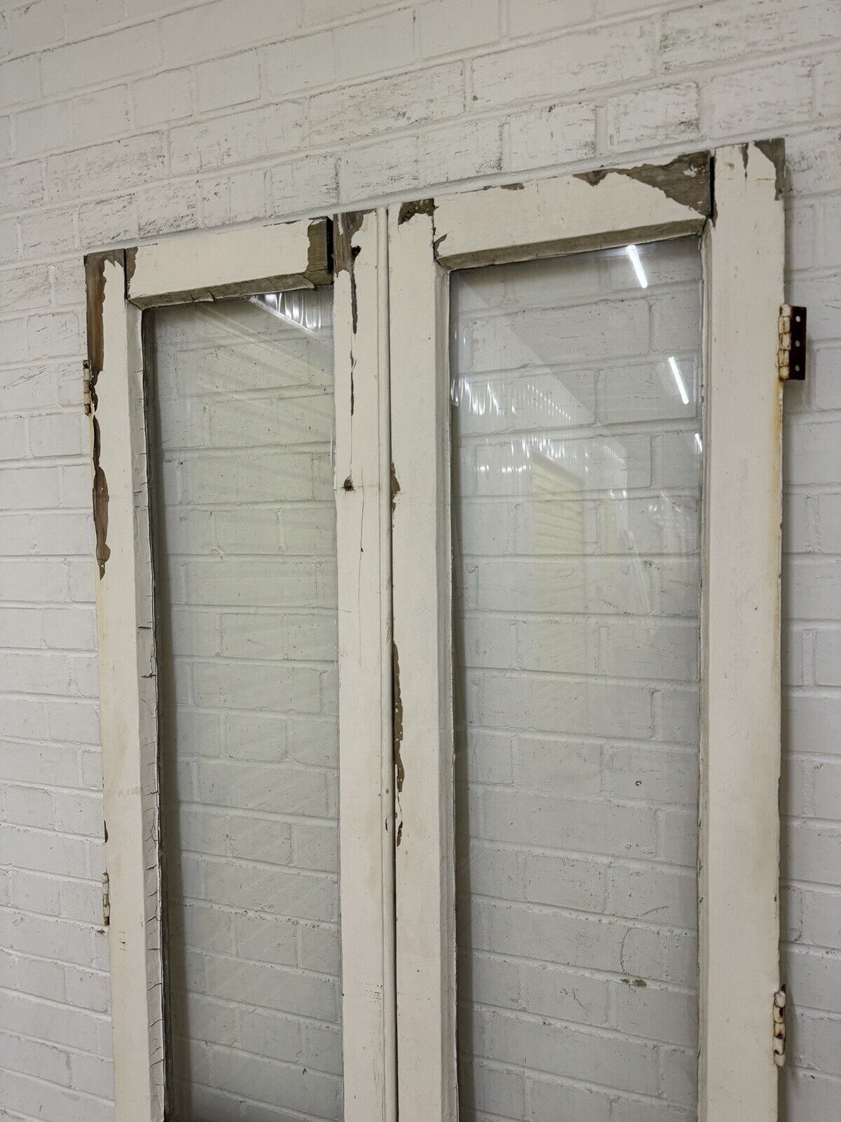 Reclaimed French Single Panel Glass Wooden Double Doors 1975 x 923mm