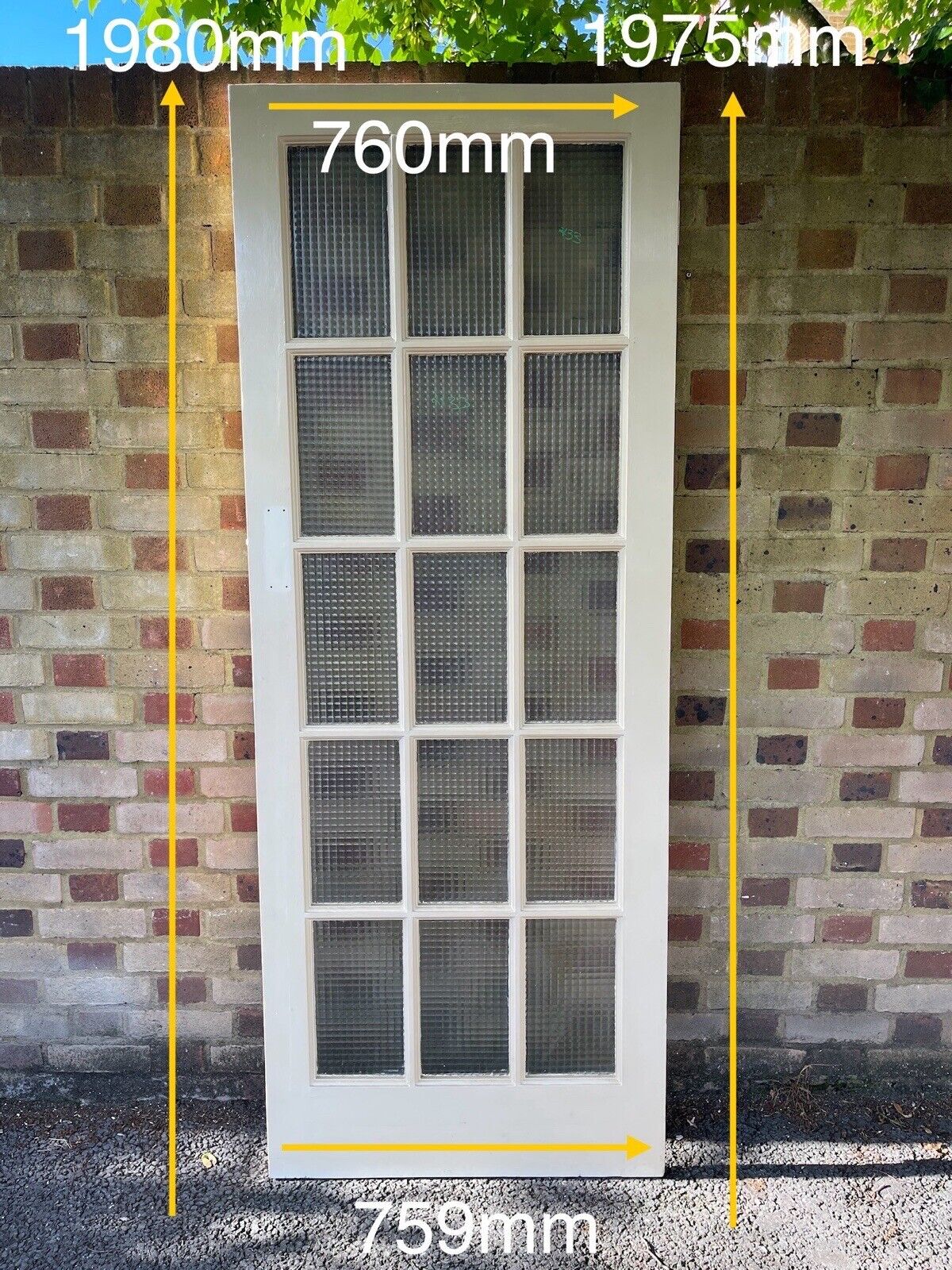 Reclaimed Cross Reeded Glass Door 1980 or 1975mm x 760 or 759mm