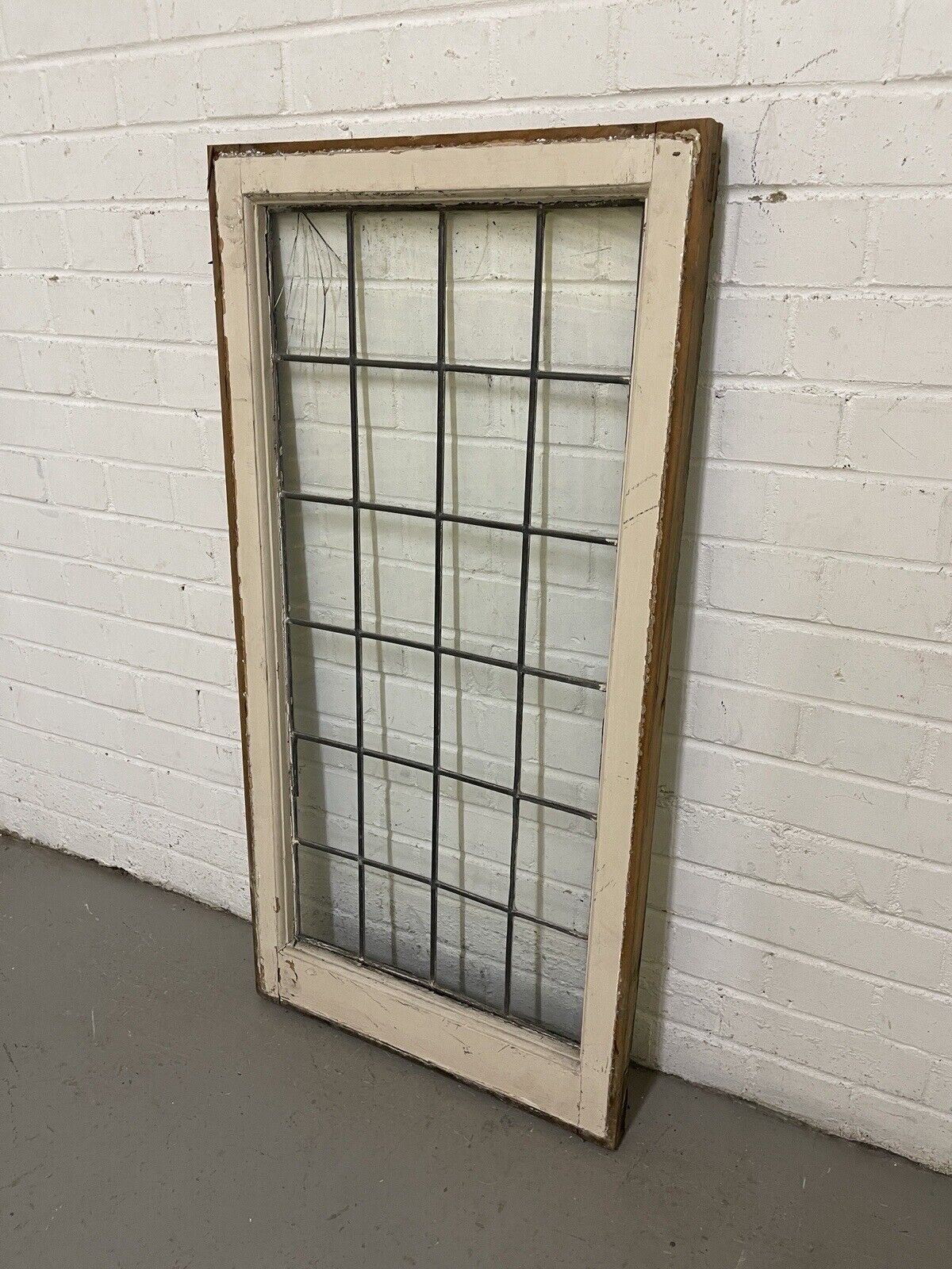 Reclaimed Old Leaded Light Panel Wooden Window 520 x 1050mm