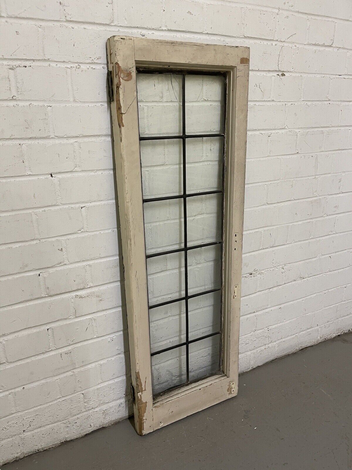 Reclaimed Old Leaded Light Panel Wooden Window 360 x 1050mm