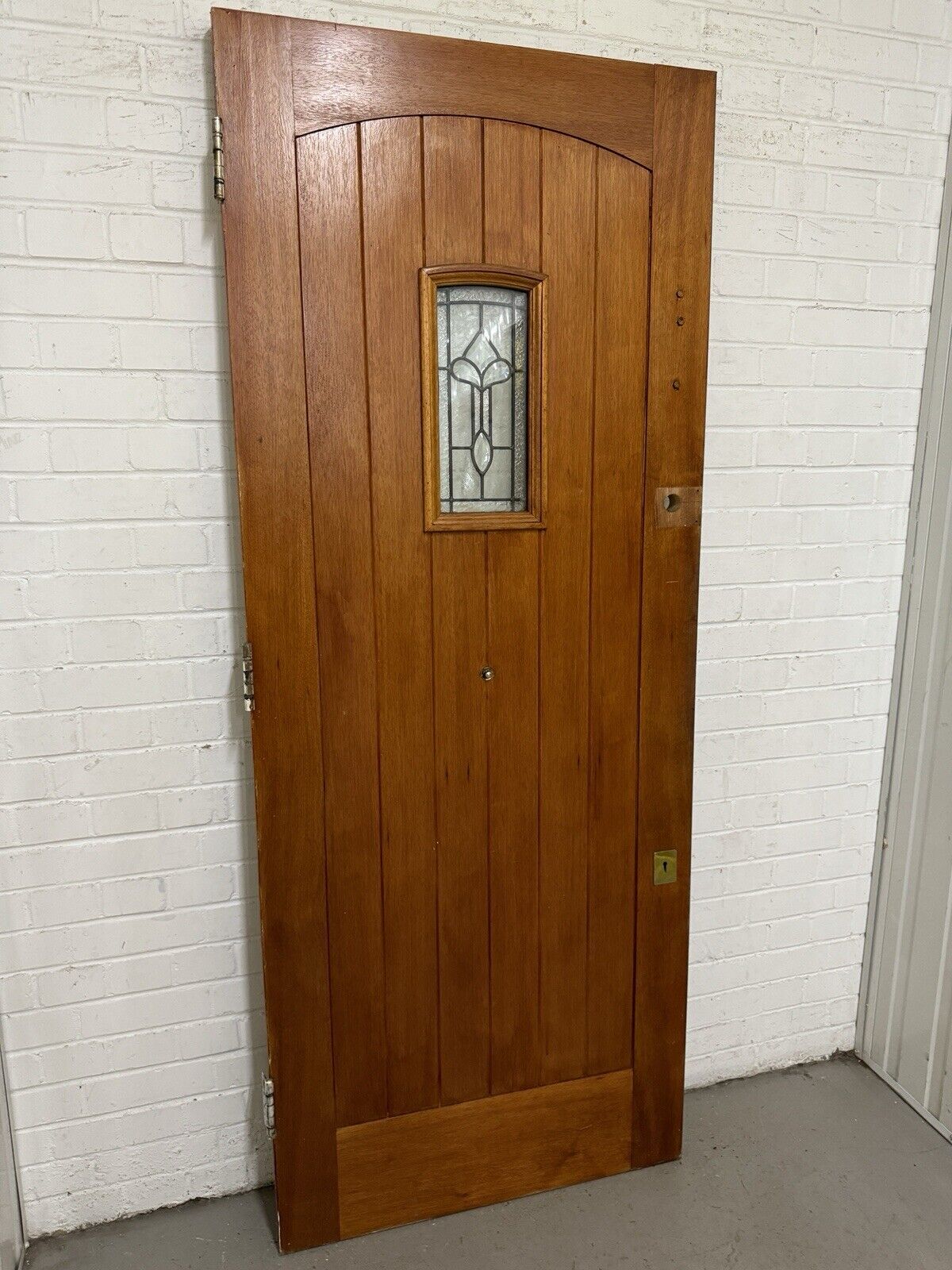 Reclaimed Style Leaded Light Oak Veneer Wooden Panel Front Door 2030 x 810mm