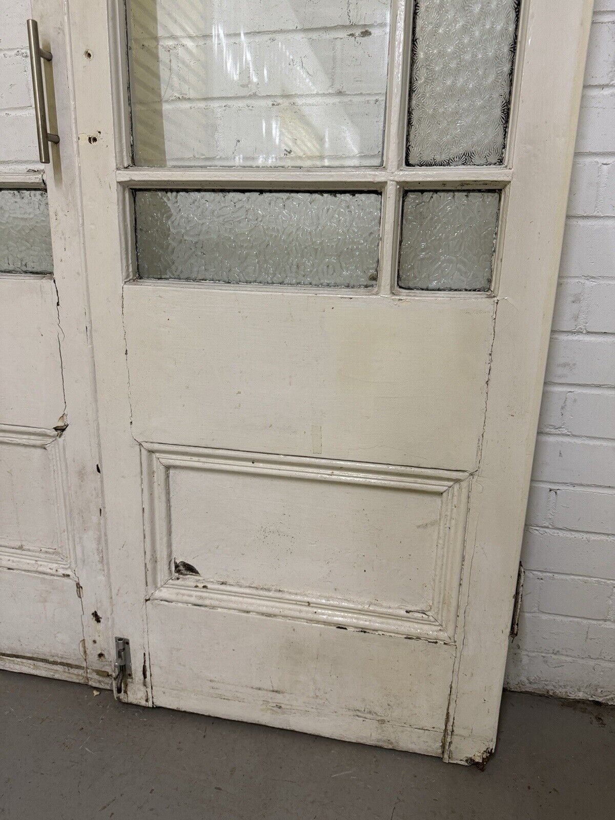 Reclaimed French Single Panel Glass Wooden Double Doors 2133 x 1204mm