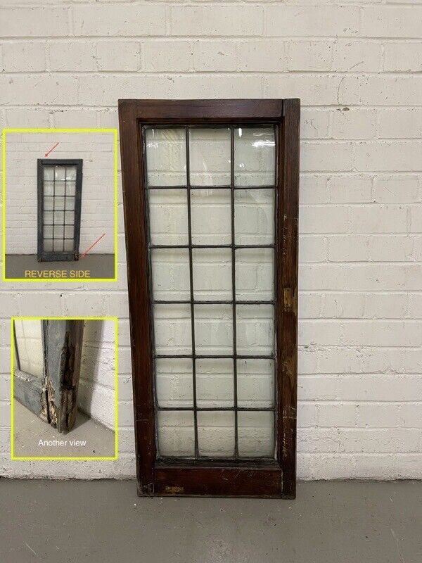 Reclaimed Old Leaded Light Panel Wooden Window 425 x 1005mm