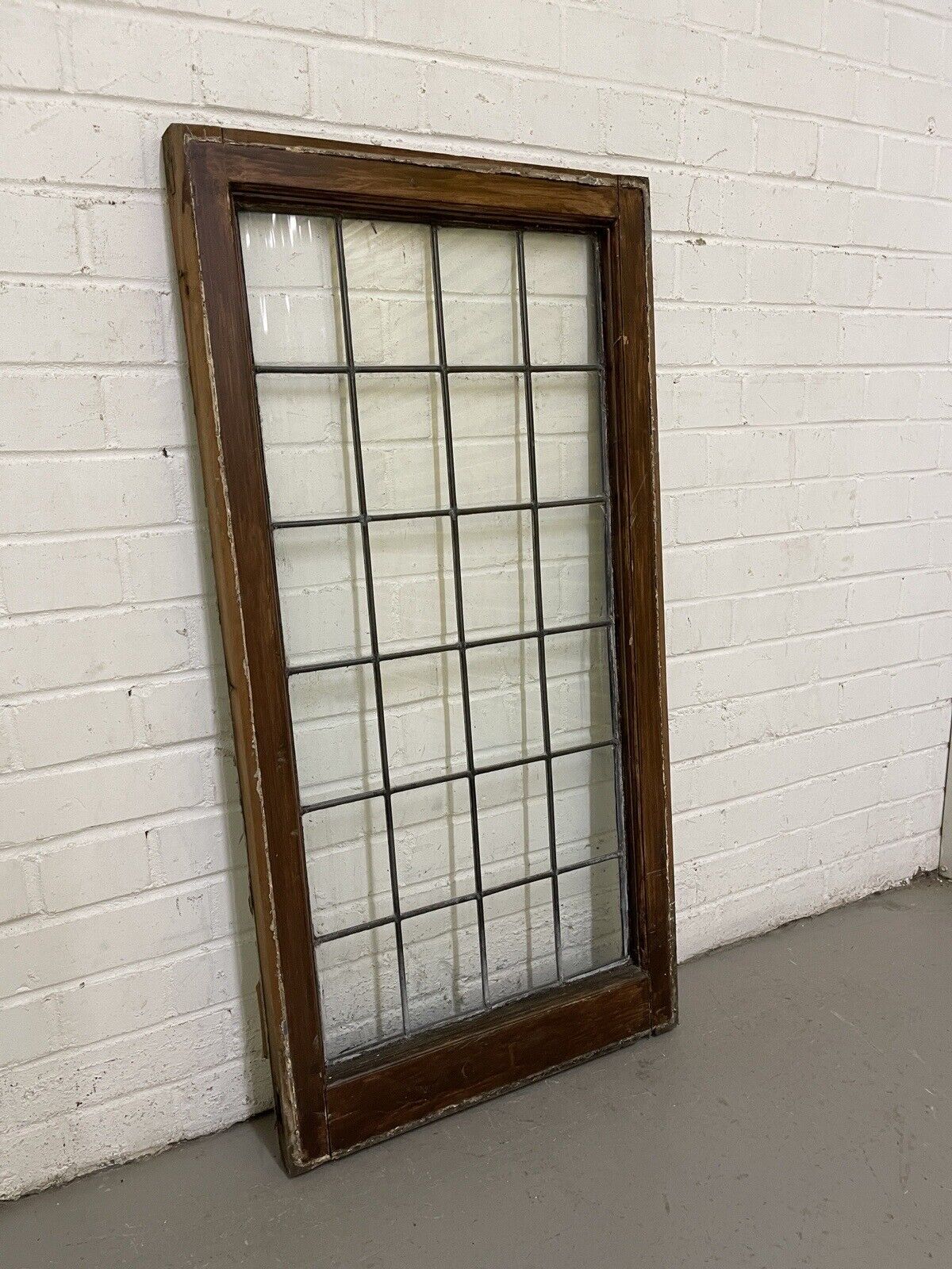 Reclaimed Old Leaded Light Panel Wooden Window 525 x 1050mm