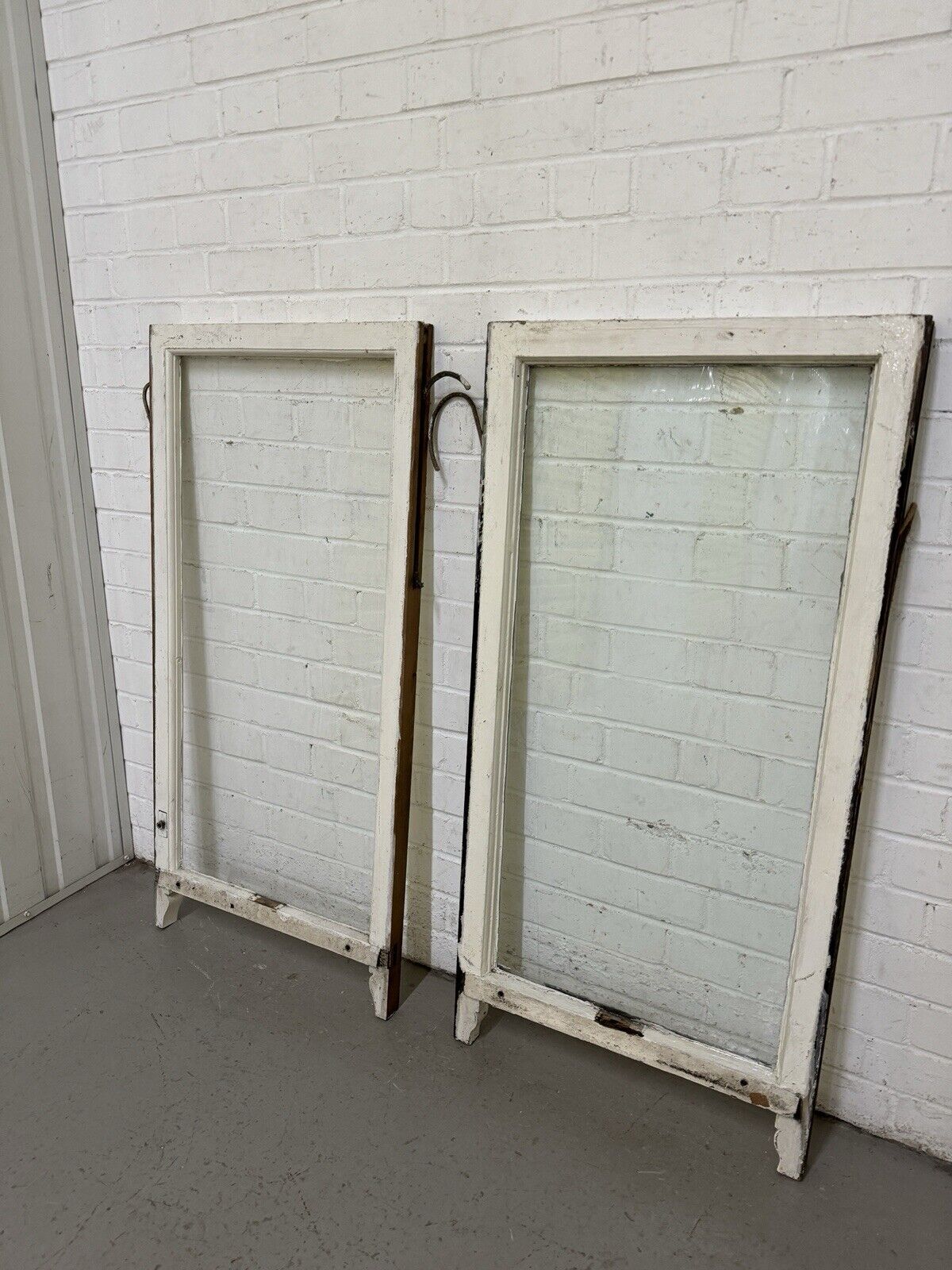 Pair Reclaimed Old Victorian Sash Panel Wooden Window 1115 x 543mm 1020 x 543mm