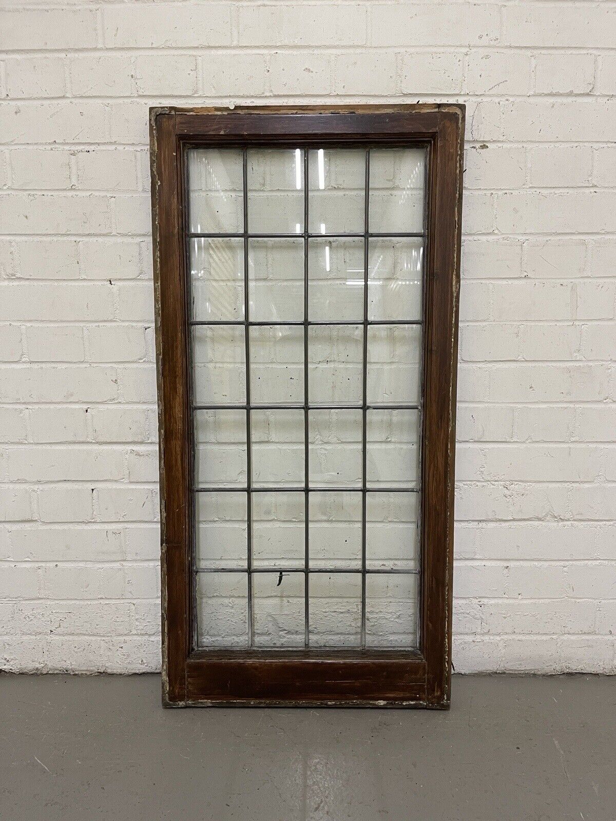 Reclaimed Old Leaded Light Panel Wooden Window 525 x 1050mm