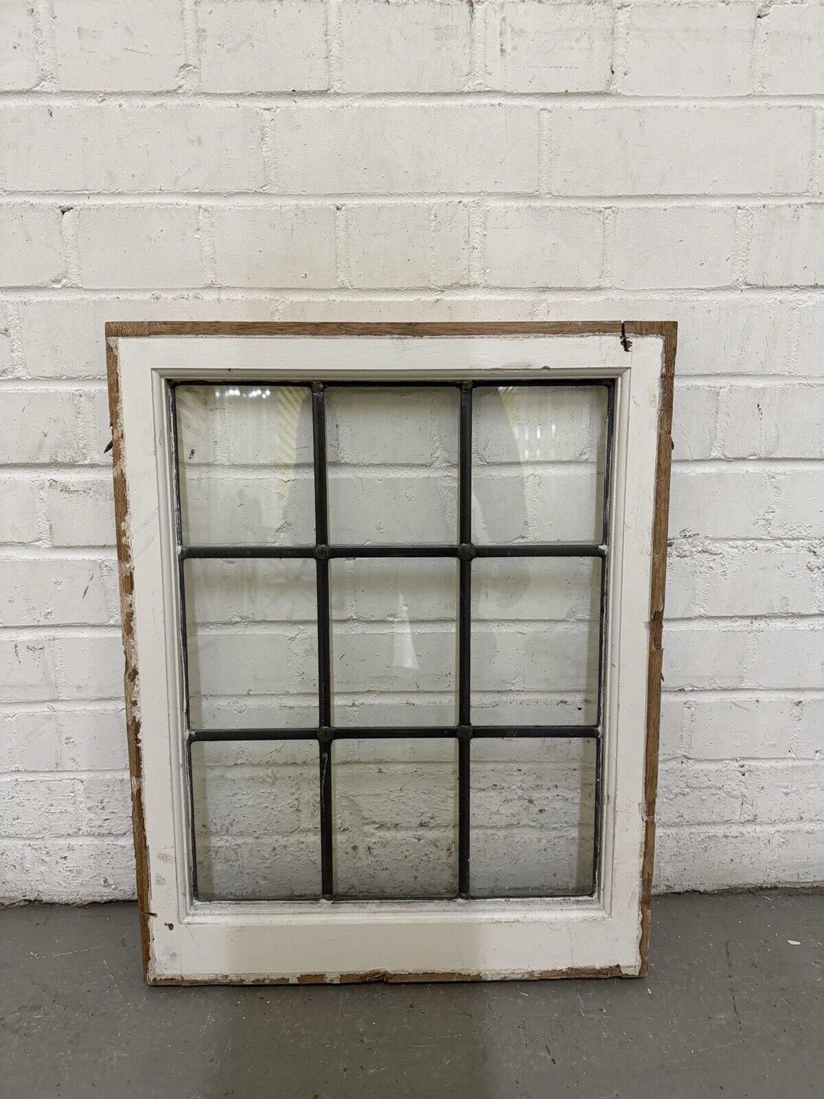 Reclaimed Old Leaded Light Panel Wooden Window 470 x 598mm