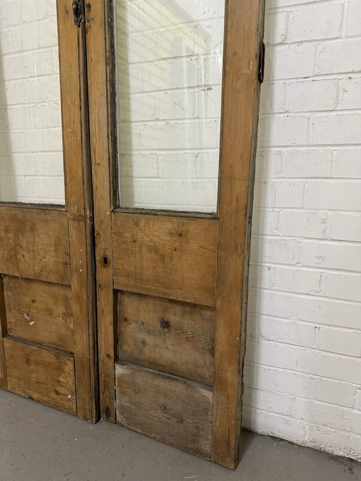 Reclaimed French Single Panel Glass Wooden Double Doors 1975 x 923mm