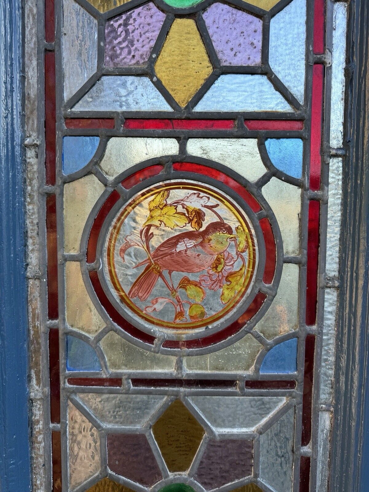 Reclaimed Edwardian Stained Glass Wooden Panel Front Door 2110 or 2100mm x 910mm