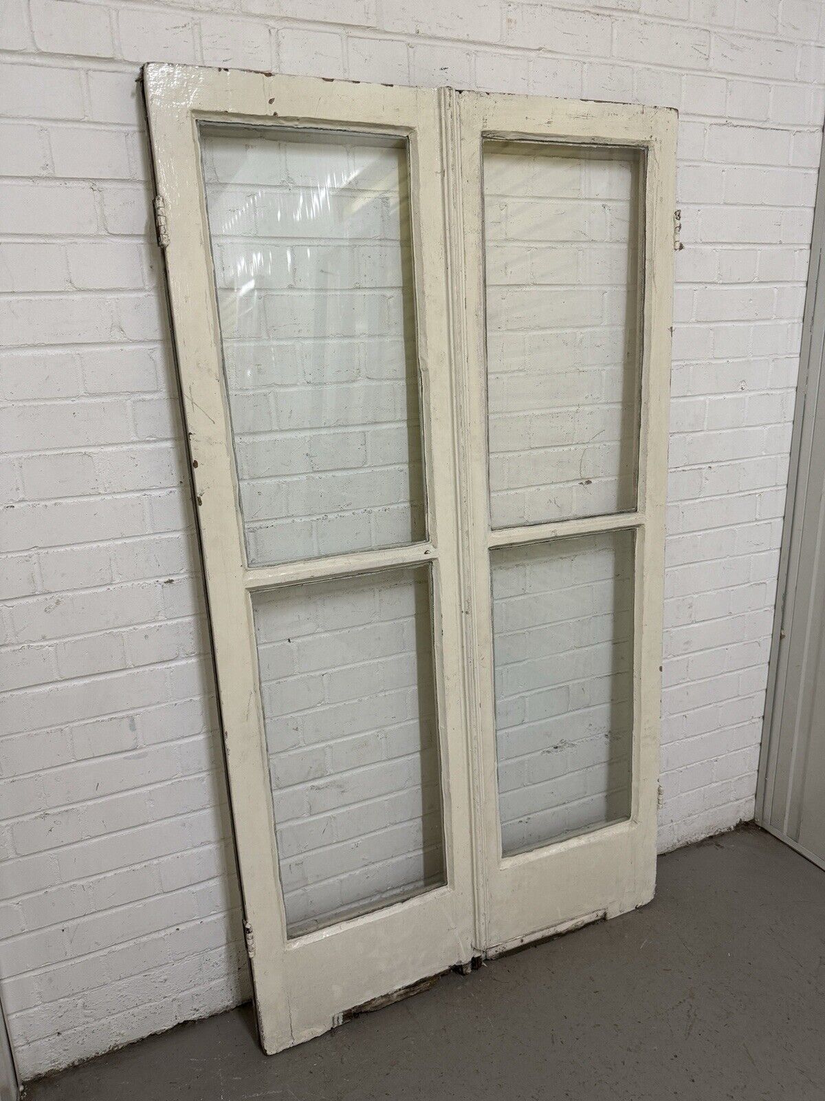 Reclaimed French Single Panel Glass Wooden Double Doors 1680 or 1685mm x 940mm