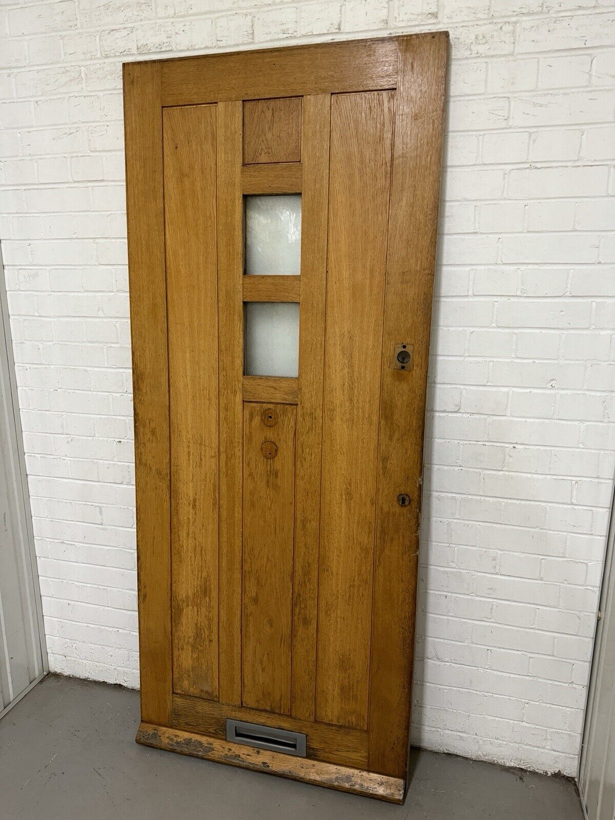 Reclaimed Bespoke Oak Veneer Wooden Panel Front Door 1960 Or 1975 x 835mm