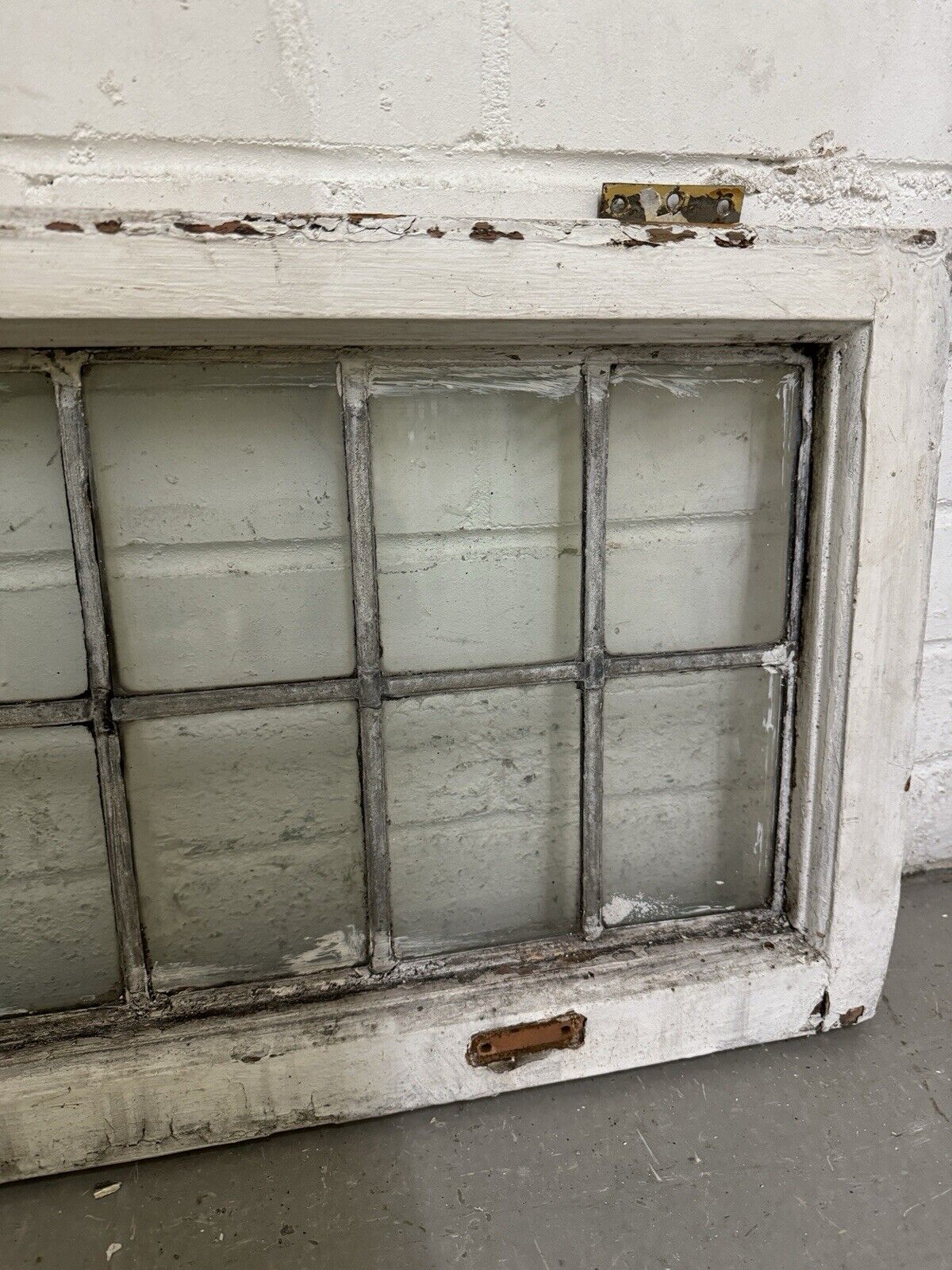 Pair Of Reclaimed Old Leaded Light Panel Wooden Windows 373 x 700mm 375 x 705mm