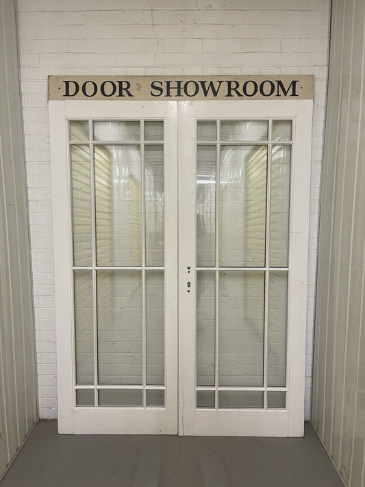 Reclaimed Style French Double Glazed Glass Wooden Double Doors 2034mm x 1530mm