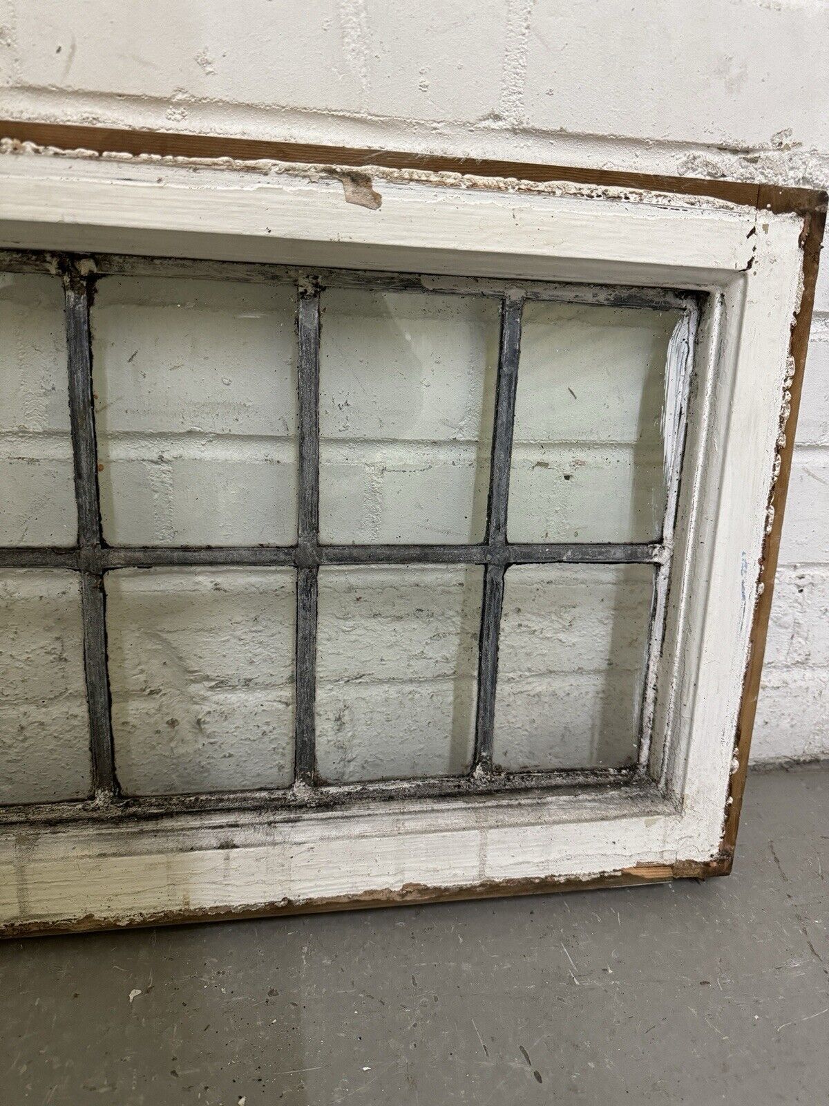 Pair Of Reclaimed Old Leaded Light Panel Wooden Windows 375 x 700mm 375 x 705mm