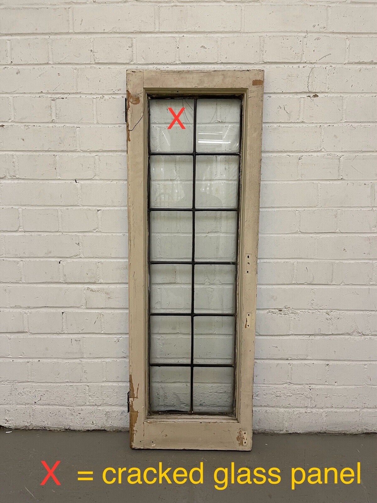 Reclaimed Old Leaded Light Panel Wooden Window 360 x 1050mm