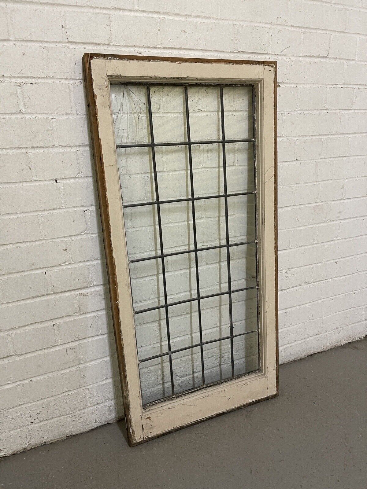 Reclaimed Old Leaded Light Panel Wooden Window 520 x 1050mm