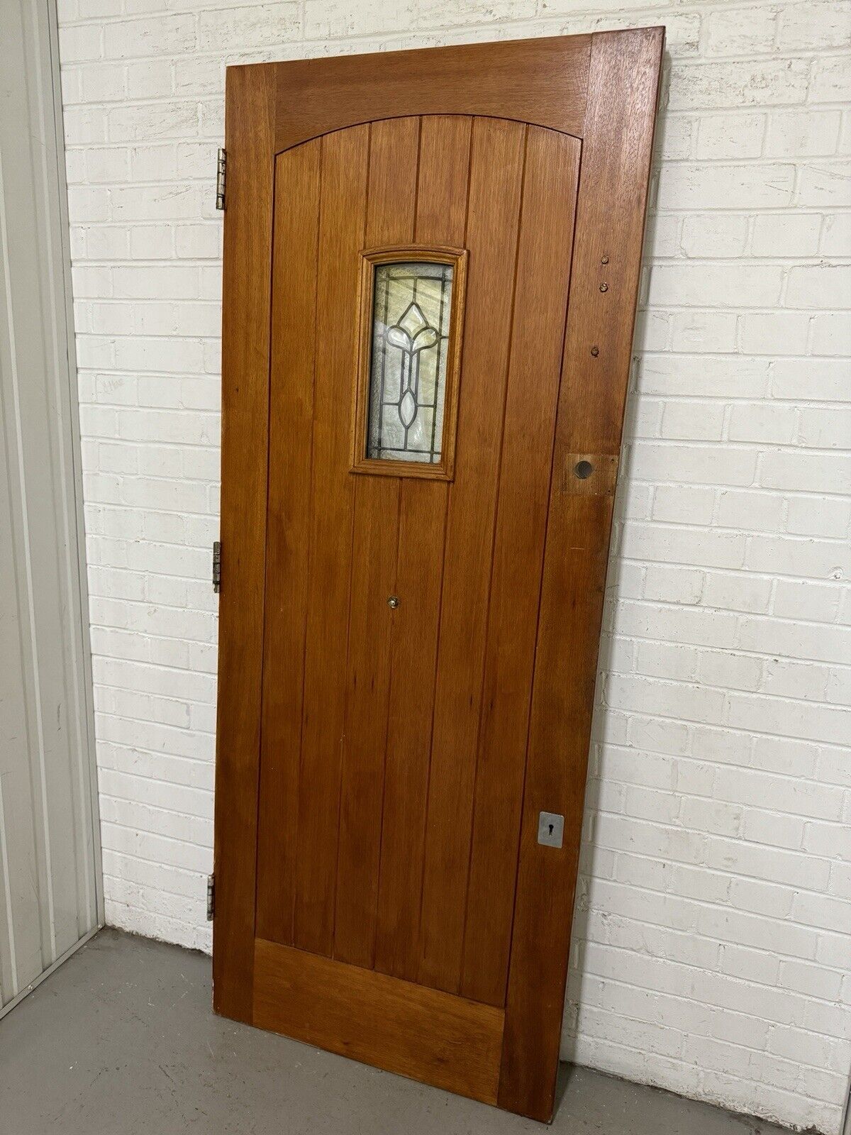 Reclaimed Style Leaded Light Oak Veneer Wooden Panel Front Door 2030 x 810mm