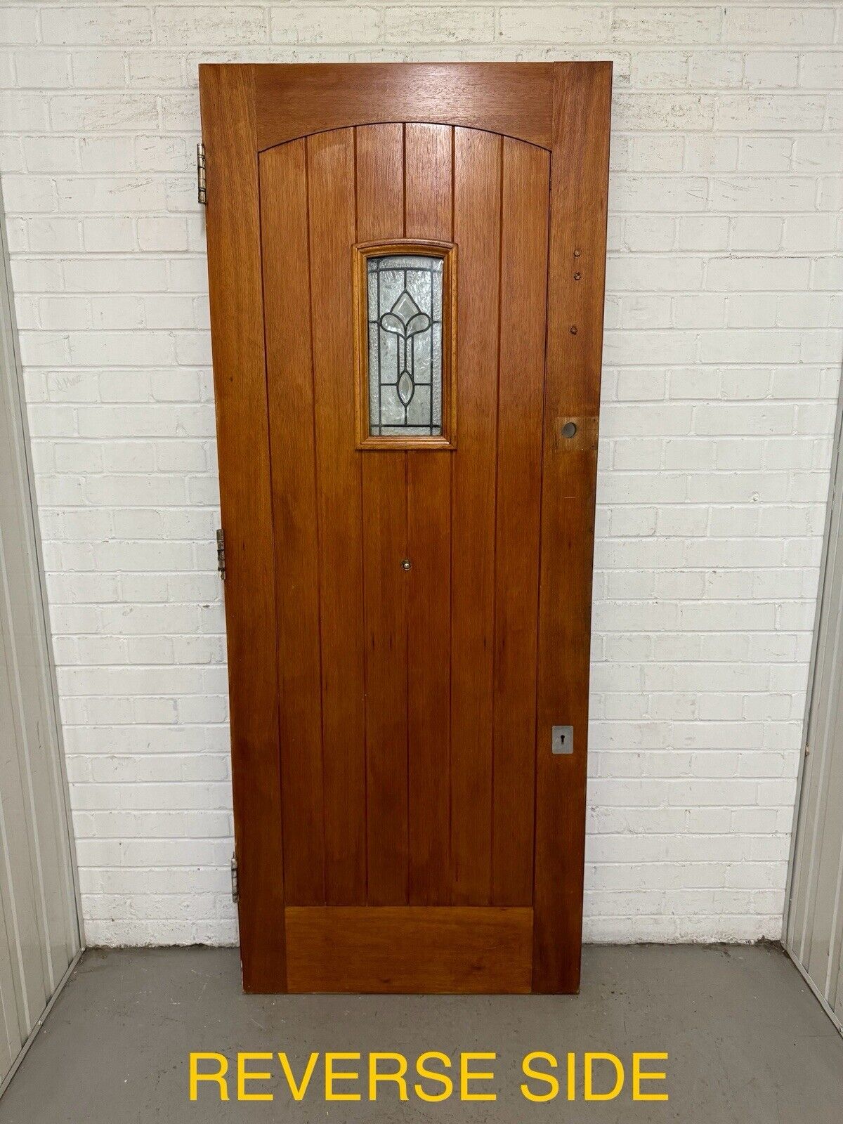 Reclaimed Style Leaded Light Oak Veneer Wooden Panel Front Door 2030 x 810mm