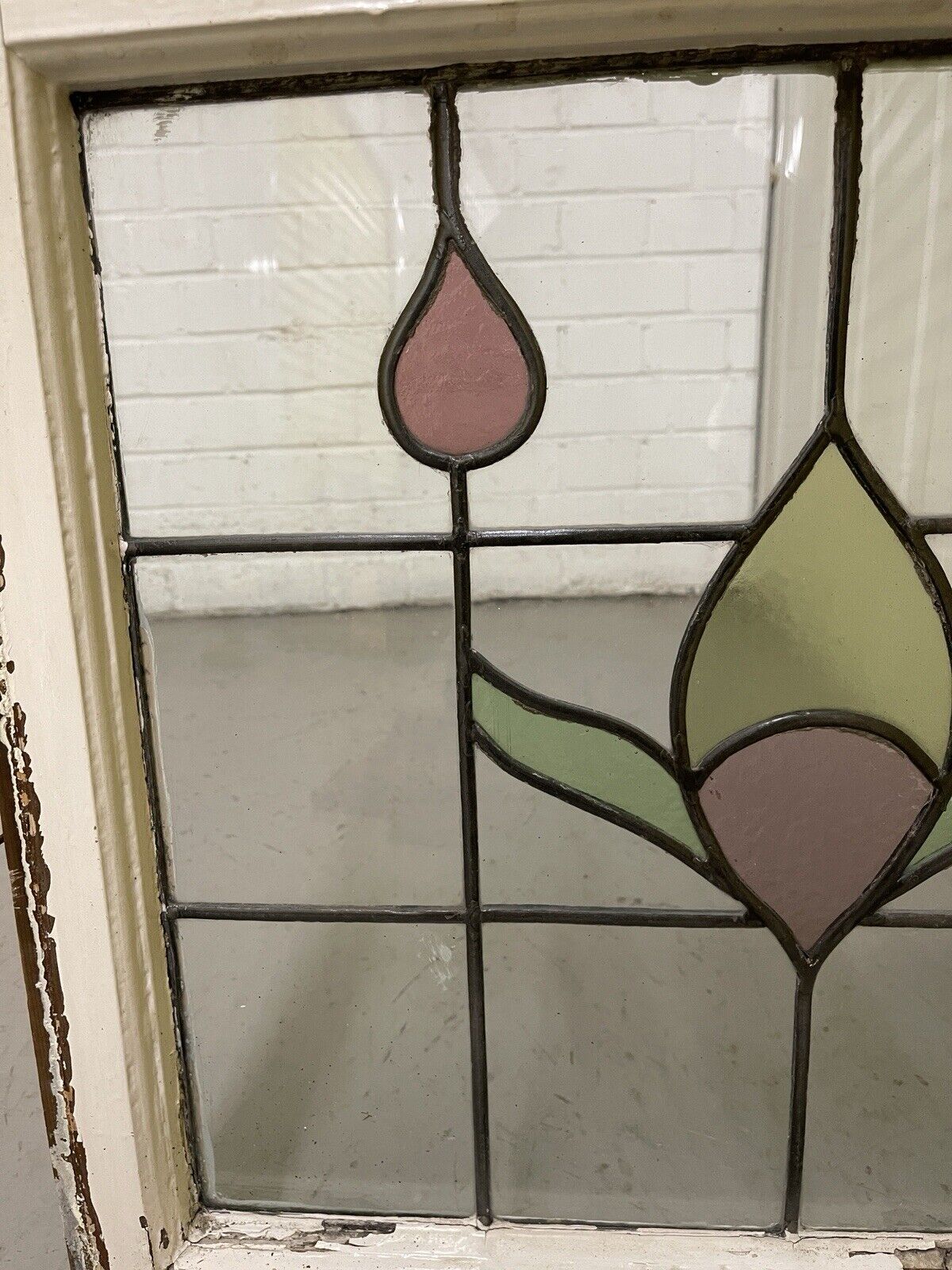 Reclaimed Leaded Light Stained Glass Window Panel 605 x 555mm