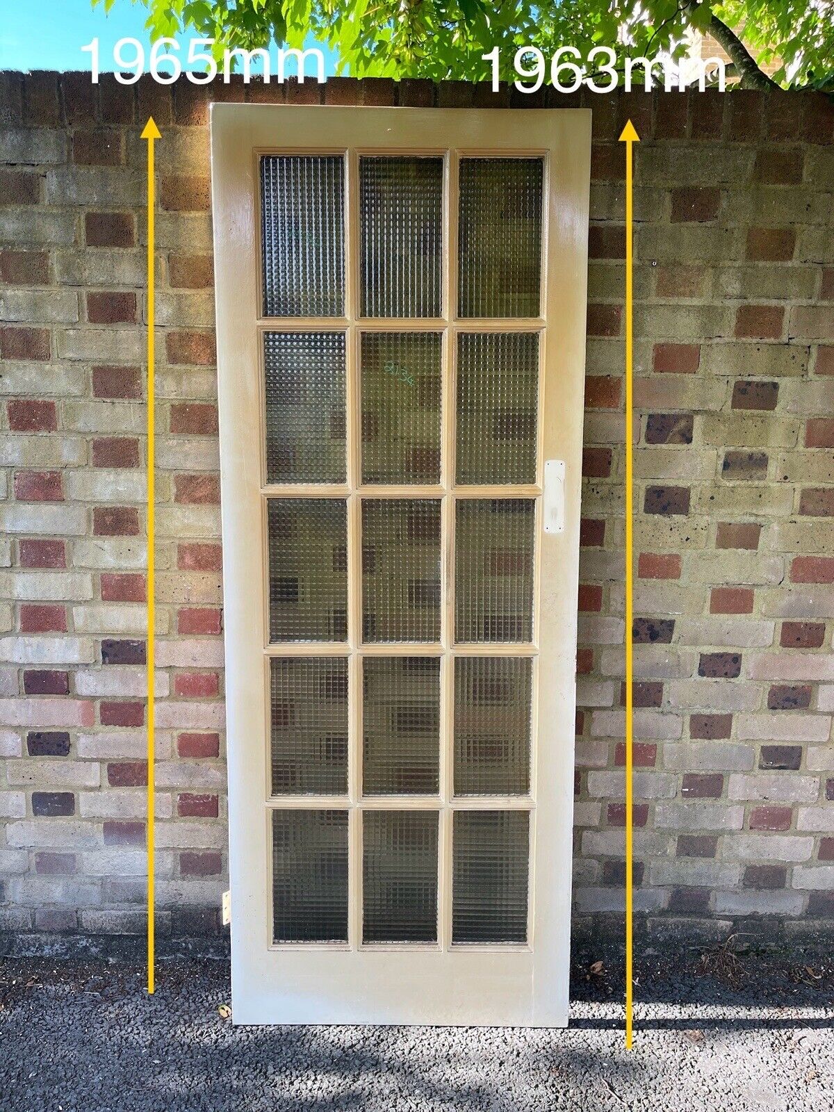 Reclaimed Cross Reeded Glass Door 1965 or 1963mm x 760mm