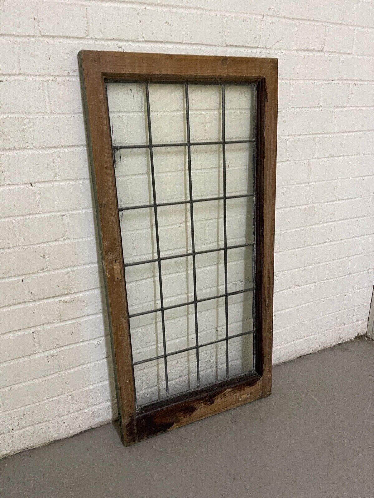 Reclaimed Old Leaded Light Panel Wooden Window 515 x 1048mm