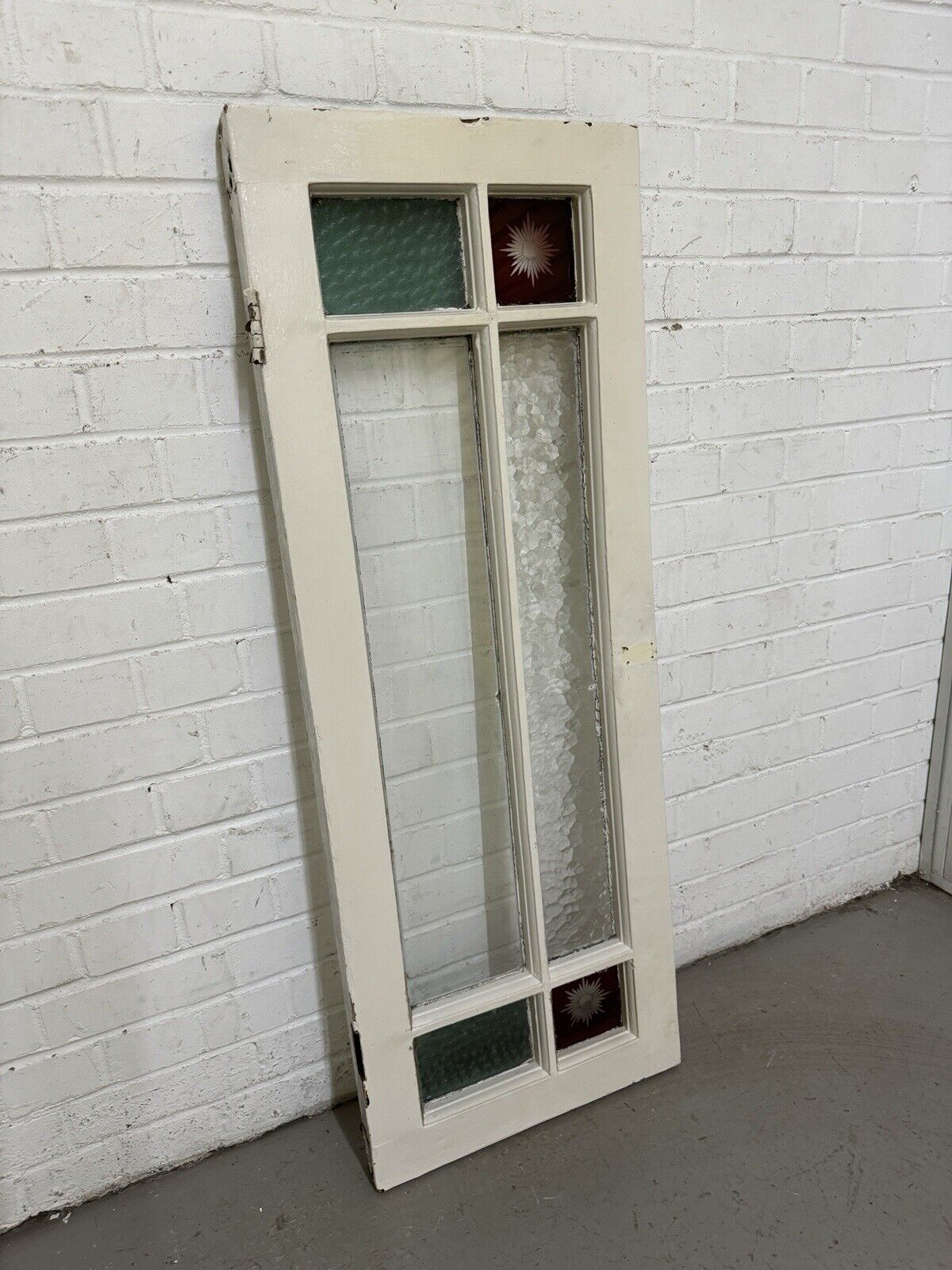 Reclaimed Old Edwardian Panel Wooden Window With Glory Star glass 1215 x 455mm