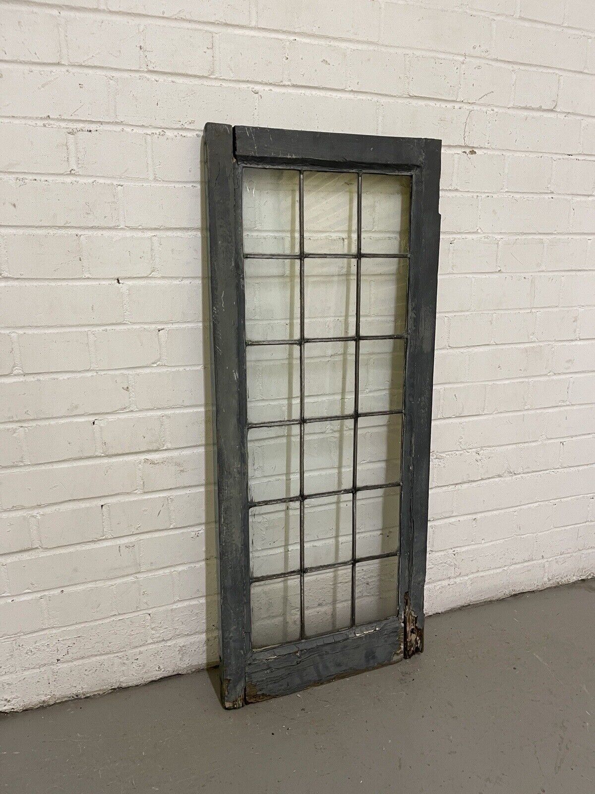 Reclaimed Old Leaded Light Panel Wooden Window 425 x 1005mm