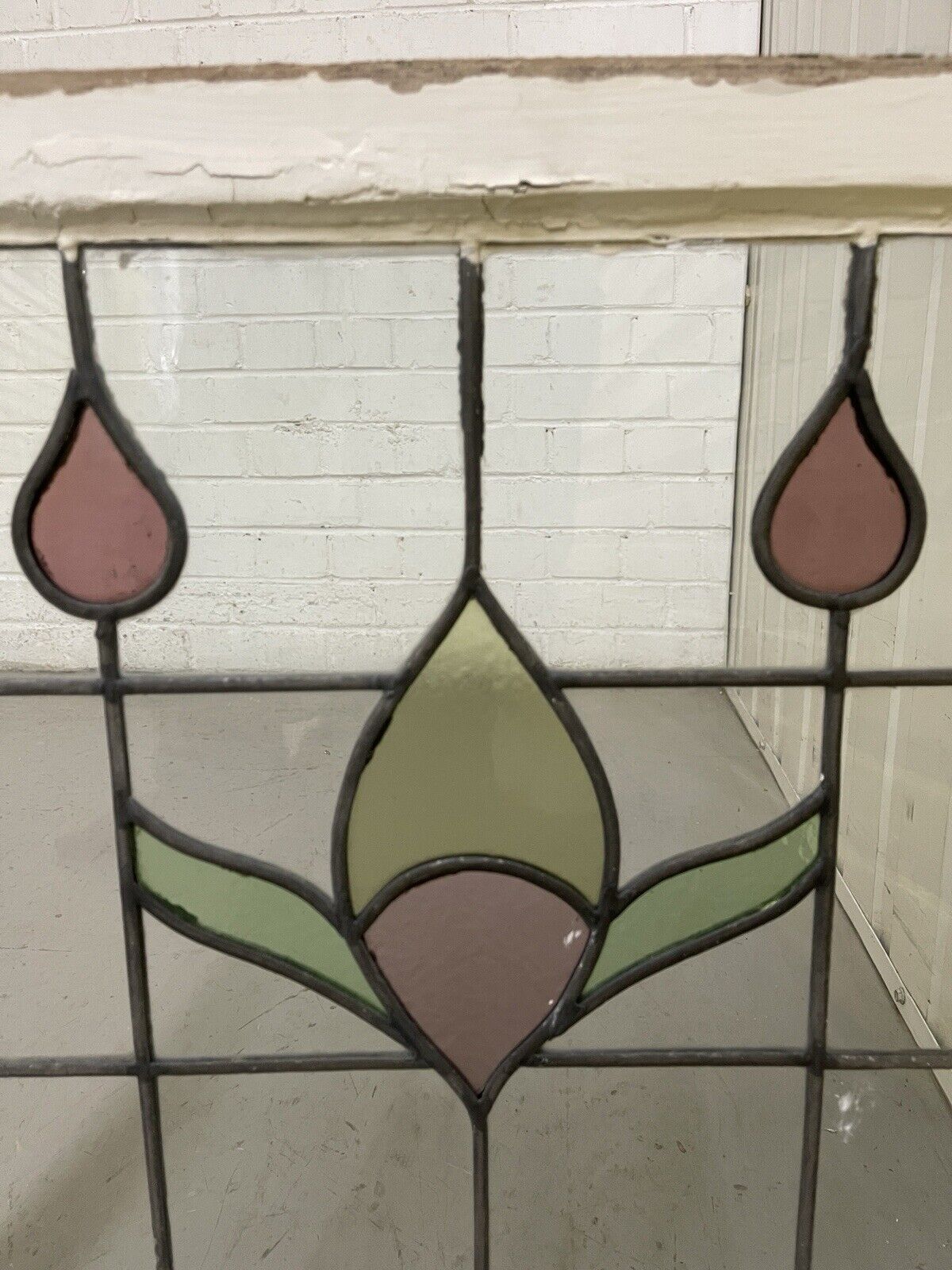 Reclaimed Leaded Light Stained Glass Window Panel 605 x 555mm