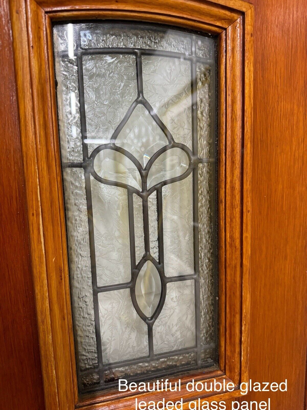 Reclaimed Style Leaded Light Oak Veneer Wooden Panel Front Door 2030 x 810mm