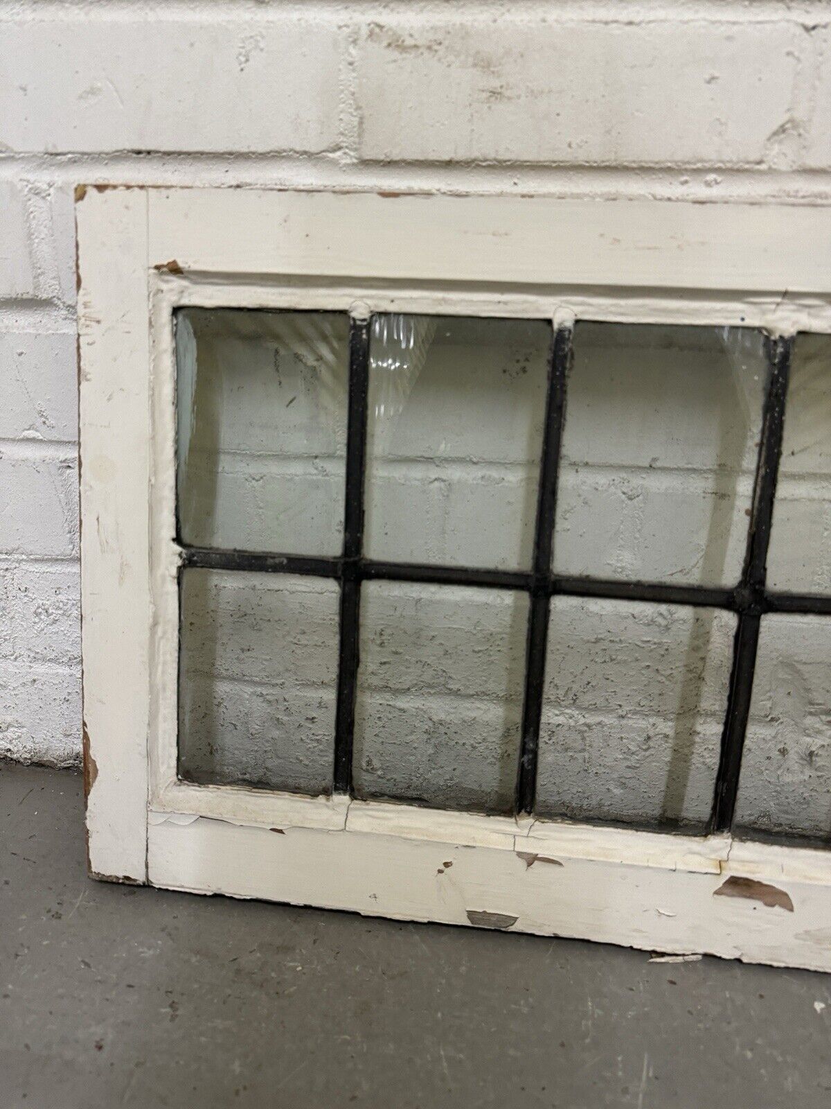 Pair Of Reclaimed Old Leaded Light Panel Wooden Windows 375 x 700mm 375 x 705mm