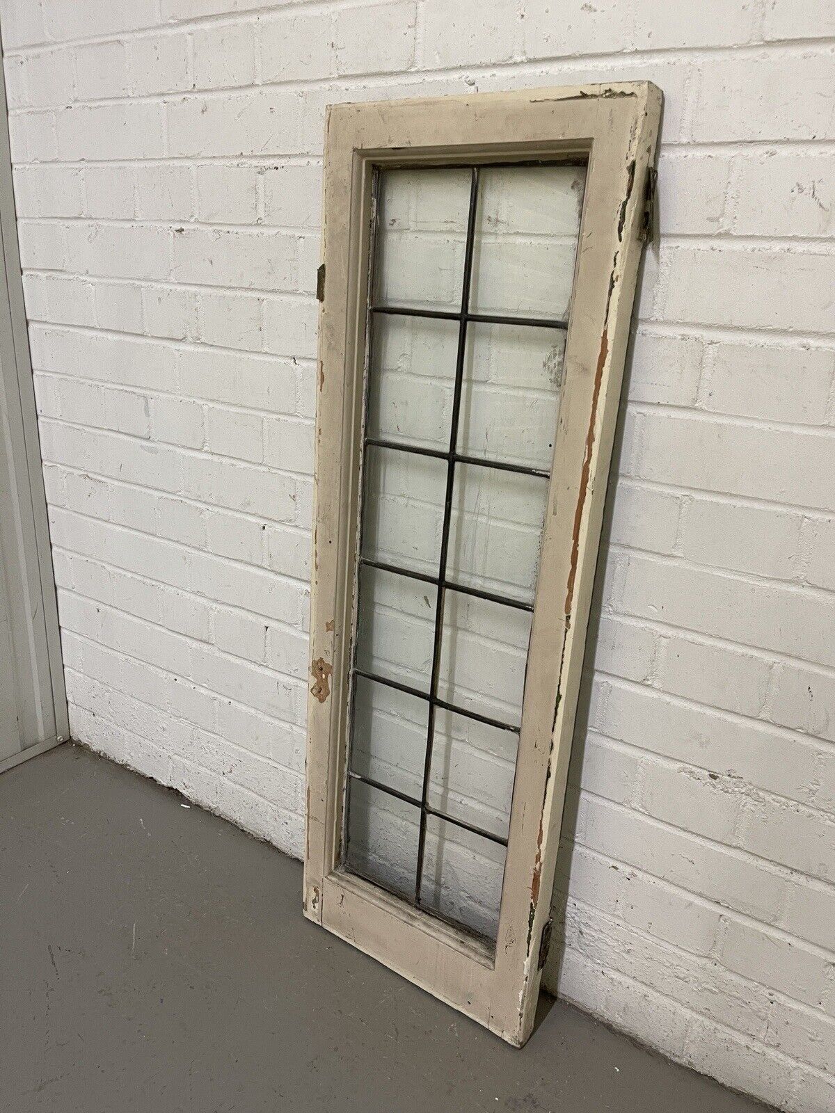 Reclaimed Old Leaded Light Panel Wooden Window 360 x 1050mm