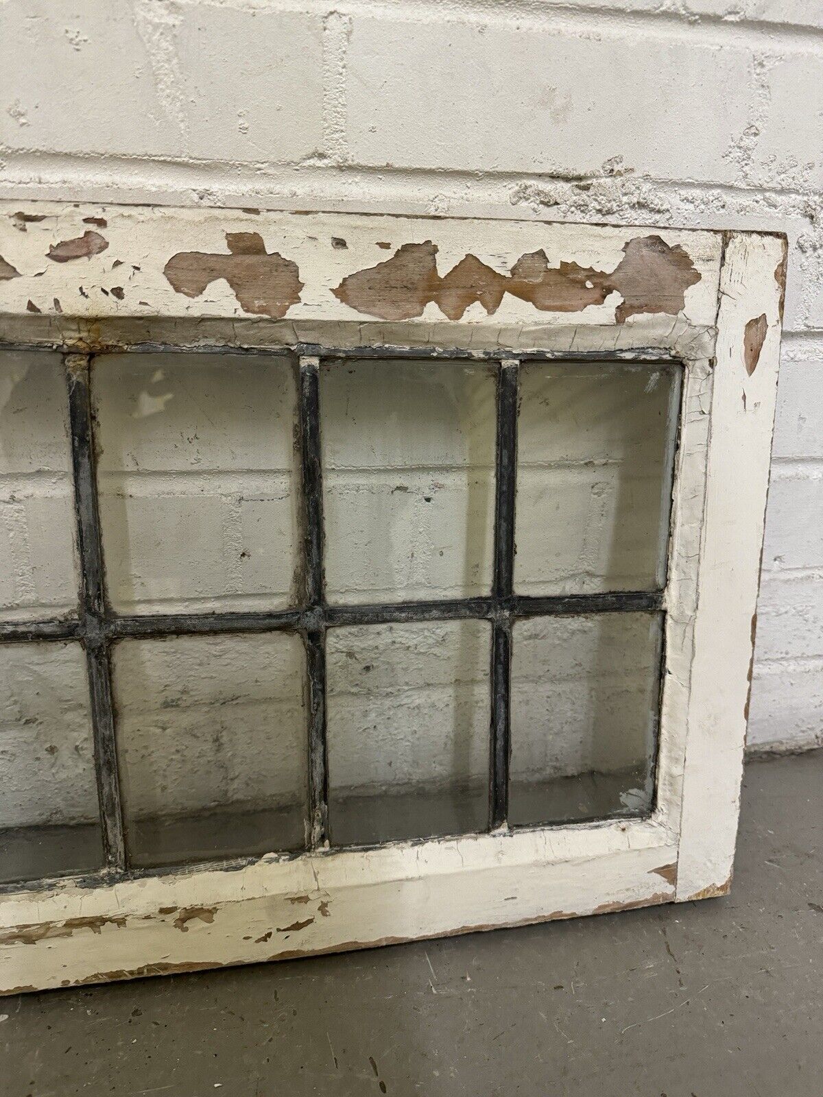 Pair Of Reclaimed Old Leaded Light Panel Wooden Windows 375 x 700mm 375 x 705mm