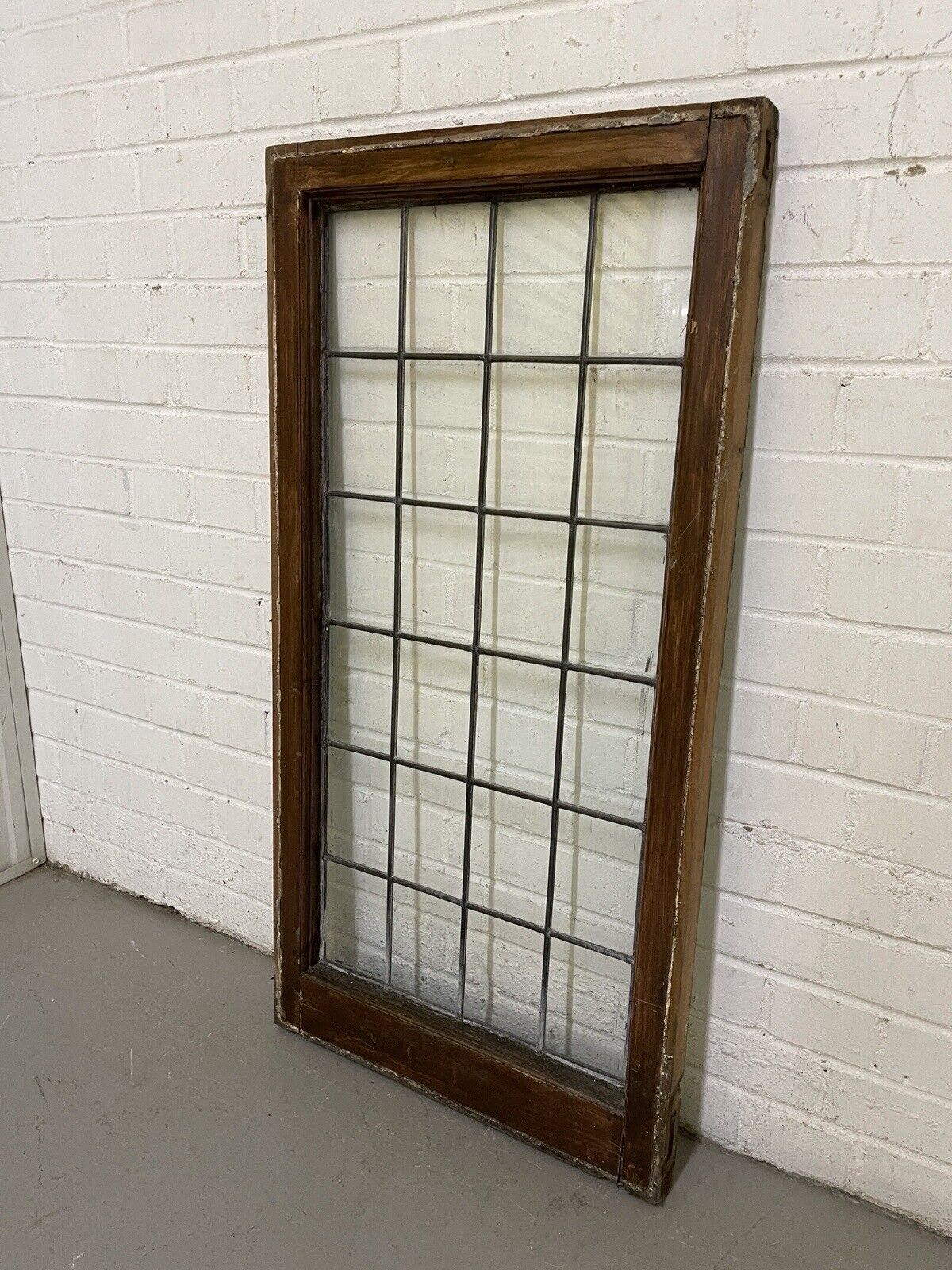 Reclaimed Old Leaded Light Panel Wooden Window 525 x 1050mm