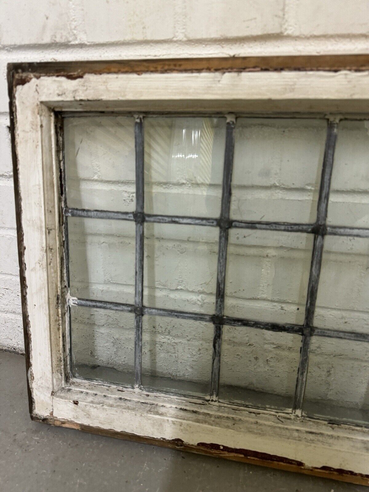 Pair Of Reclaimed Old Leaded Light Panel Wooden Windows 445 x 700mm 450 x 700mm