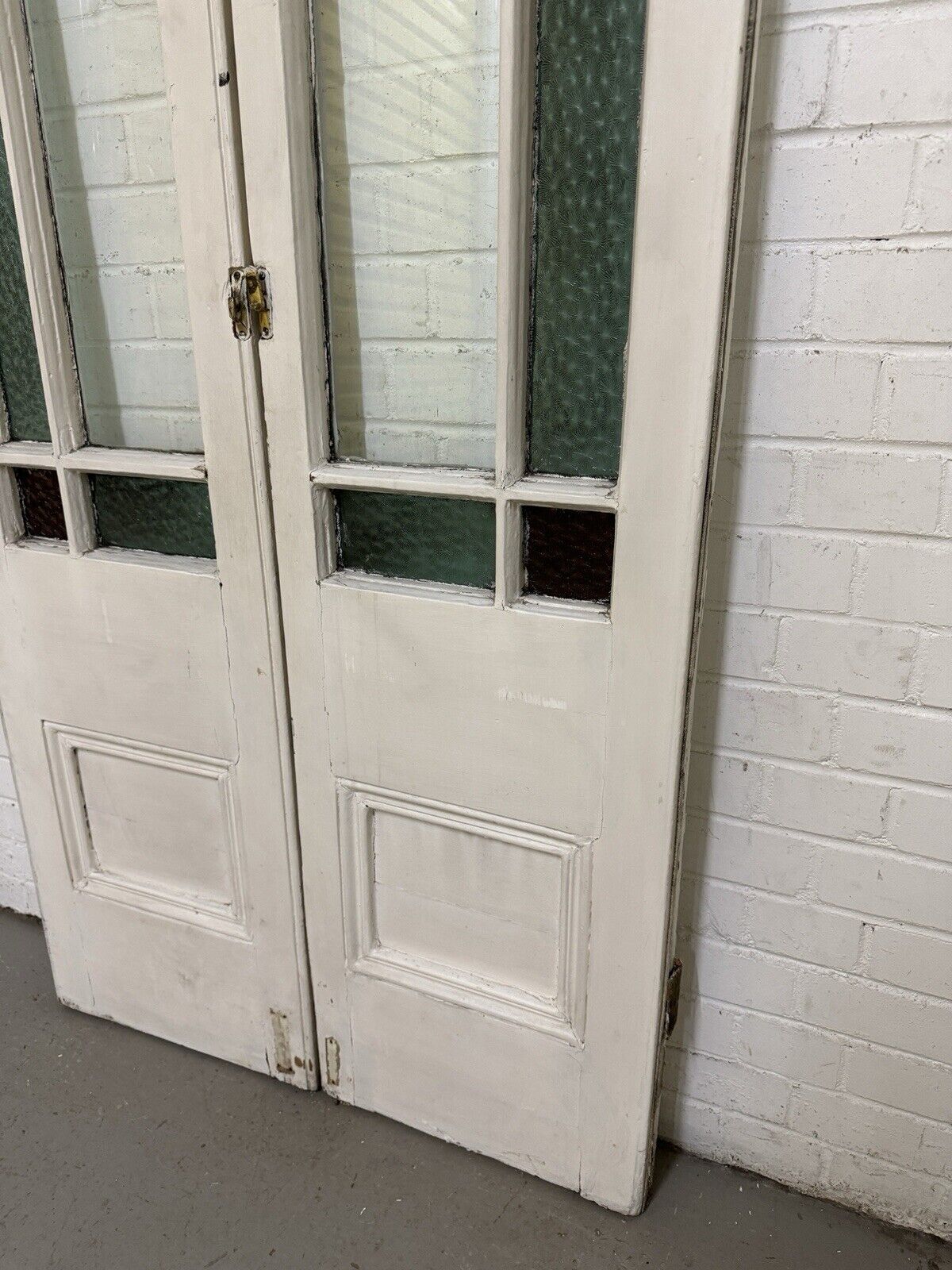 Reclaimed French Single Panel Glass Wooden Double Doors 2050 x 875mm