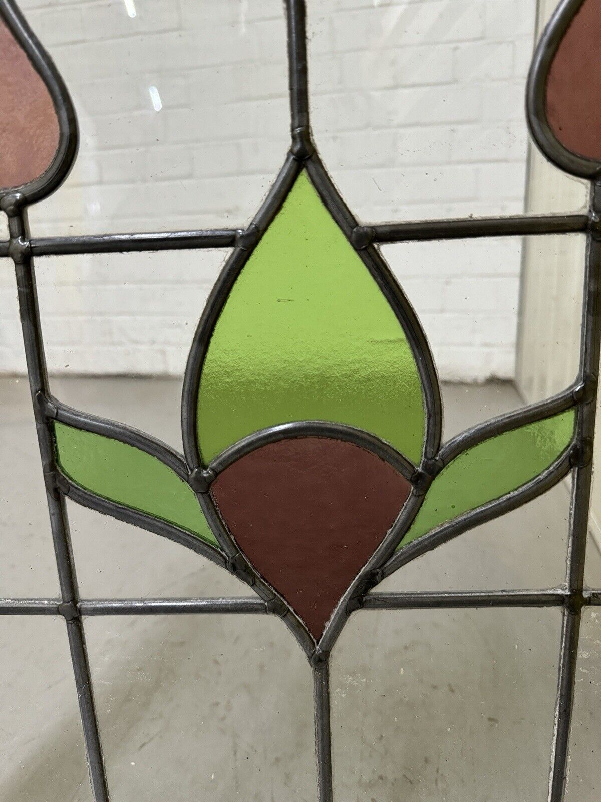 Pair Of Reclaimed Leaded Light Stained Glass Window Panels 540 x 577mm 545 x 580