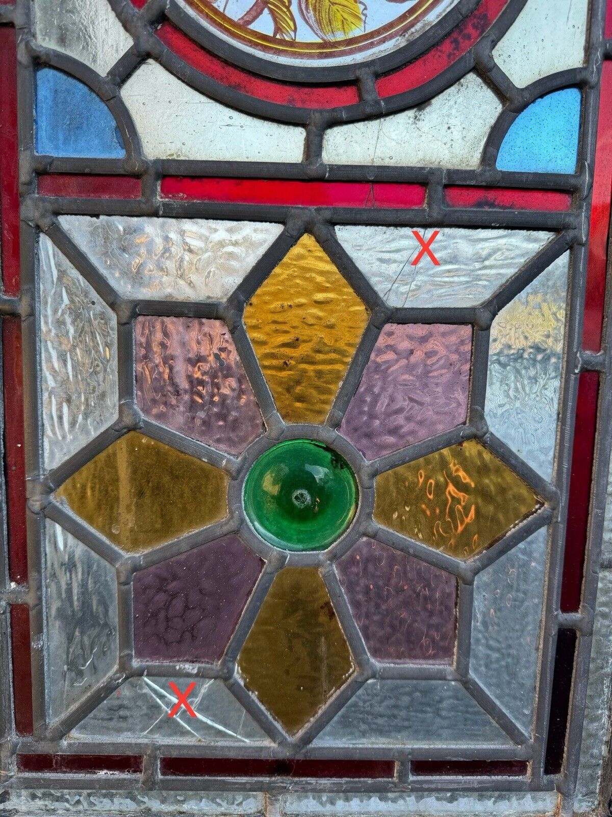 Reclaimed Edwardian Stained Glass Wooden Panel Front Door 2110 or 2100mm x 910mm