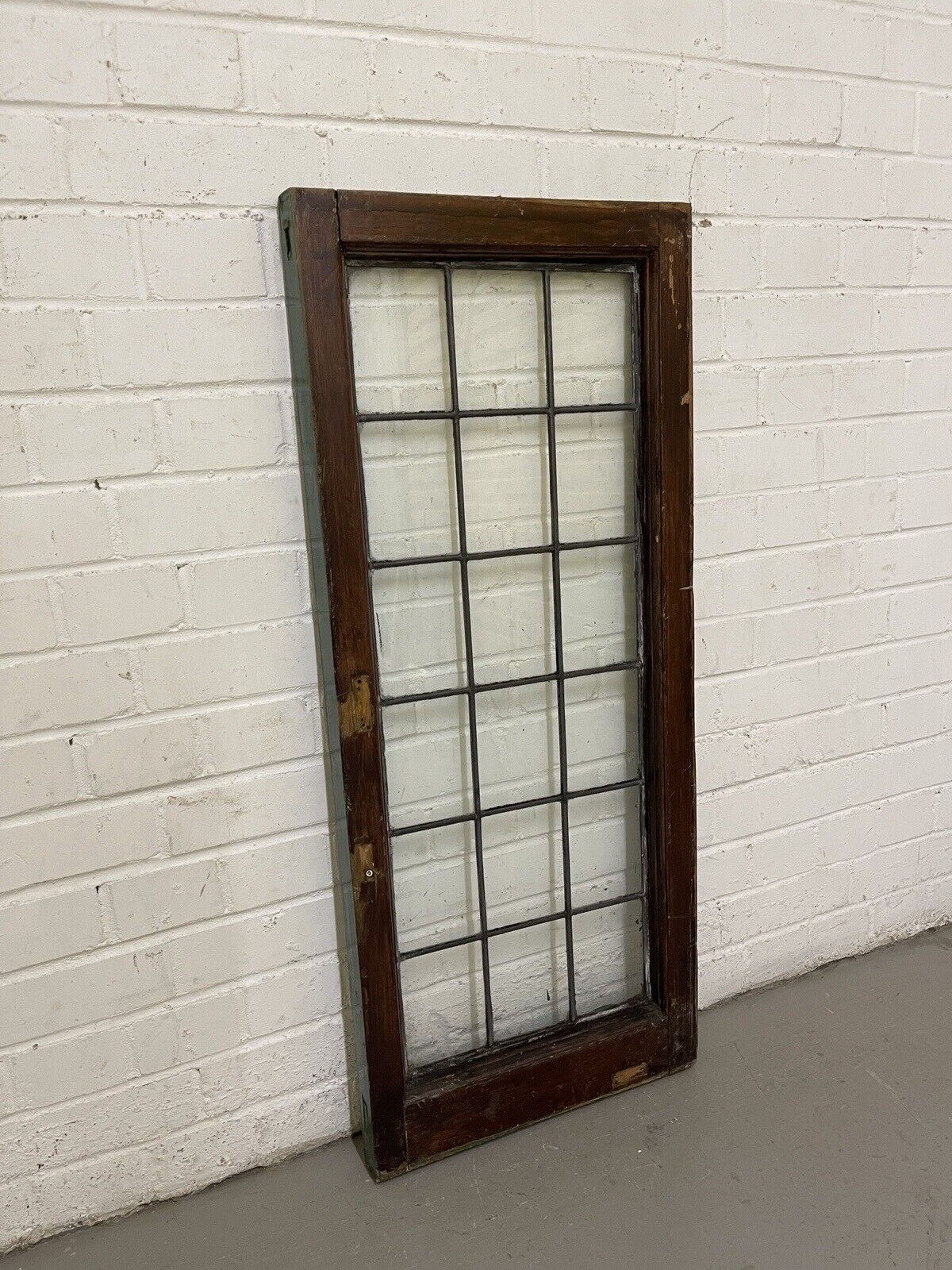 Reclaimed Old Leaded Light Panel Wooden Window 425 x 1010mm