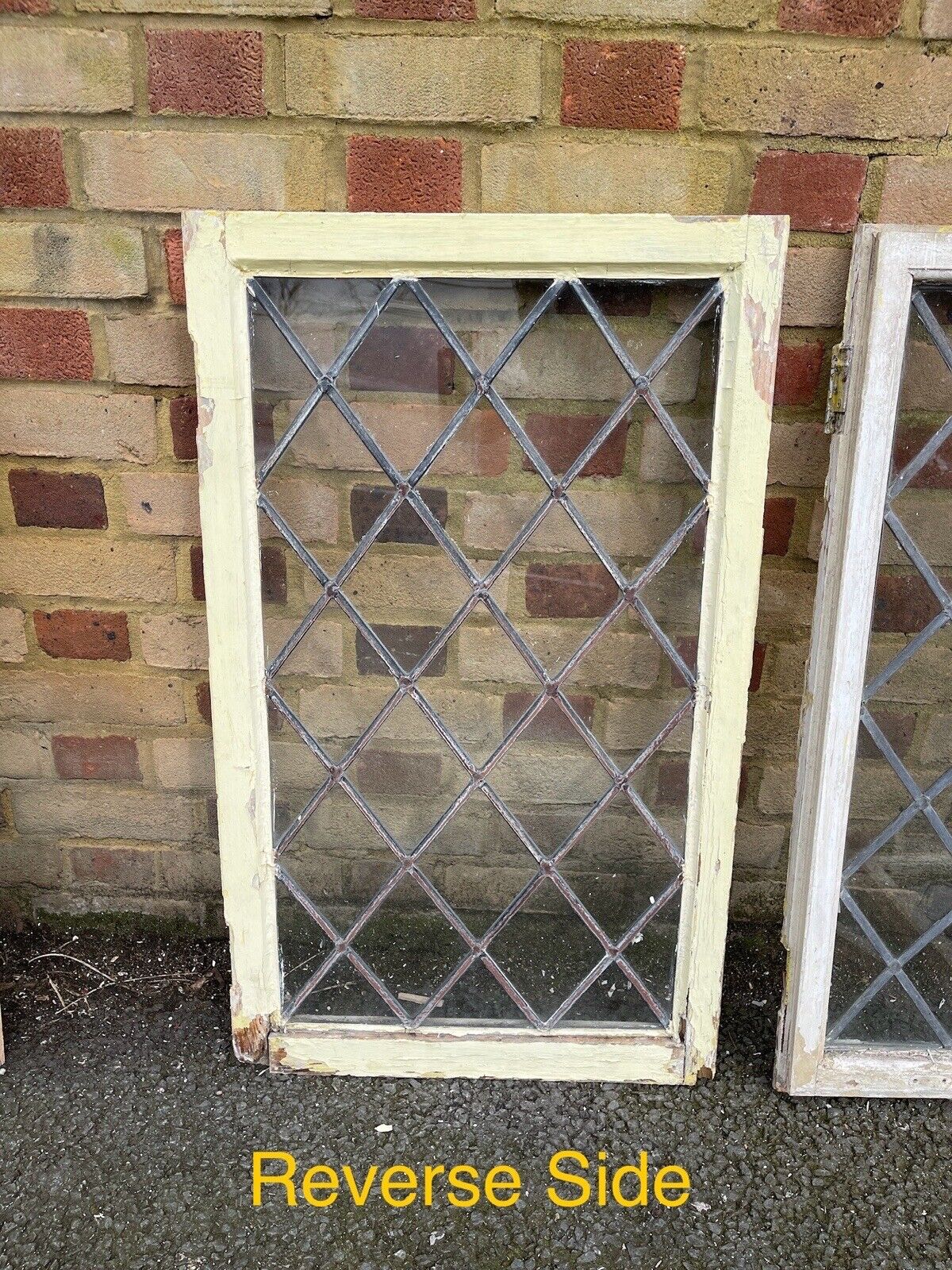 Job Lot Of 6 Reclaimed Leaded Light Diamond Panel Wooden Windows