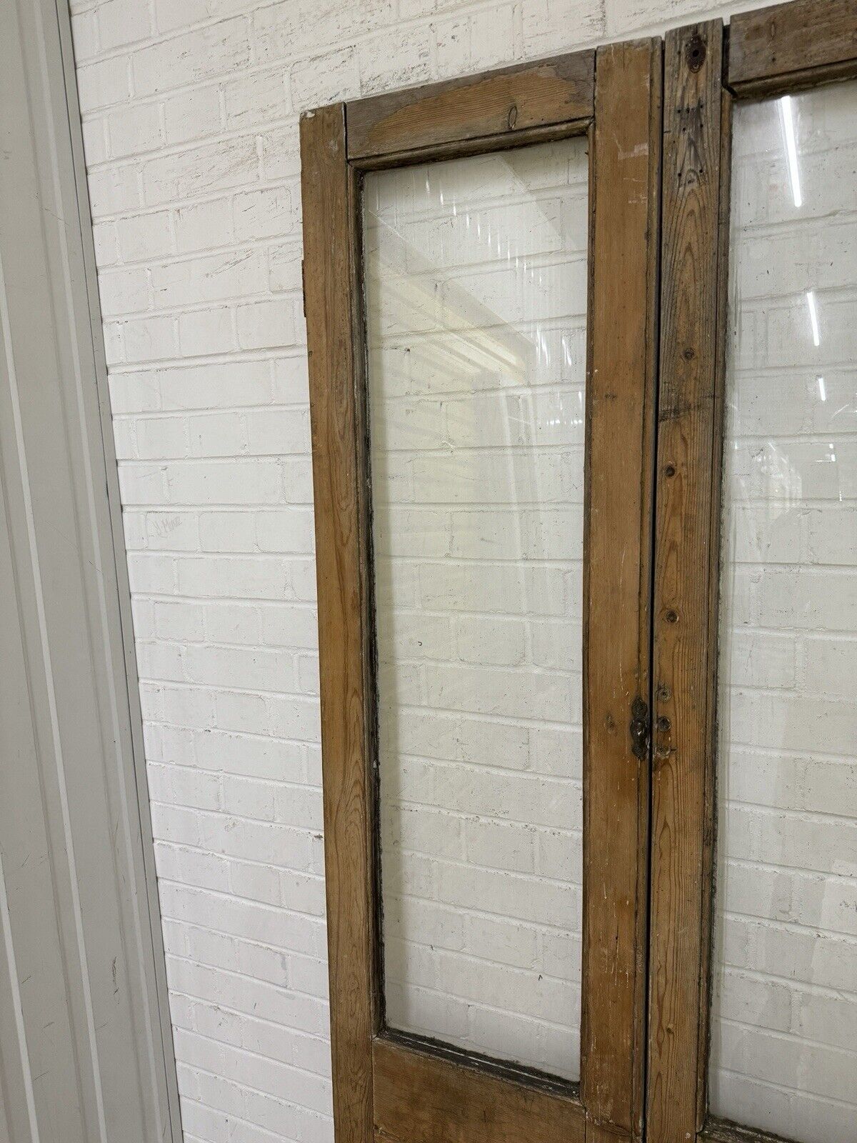 Reclaimed French Single Panel Glass Wooden Double Doors 1975 x 923mm