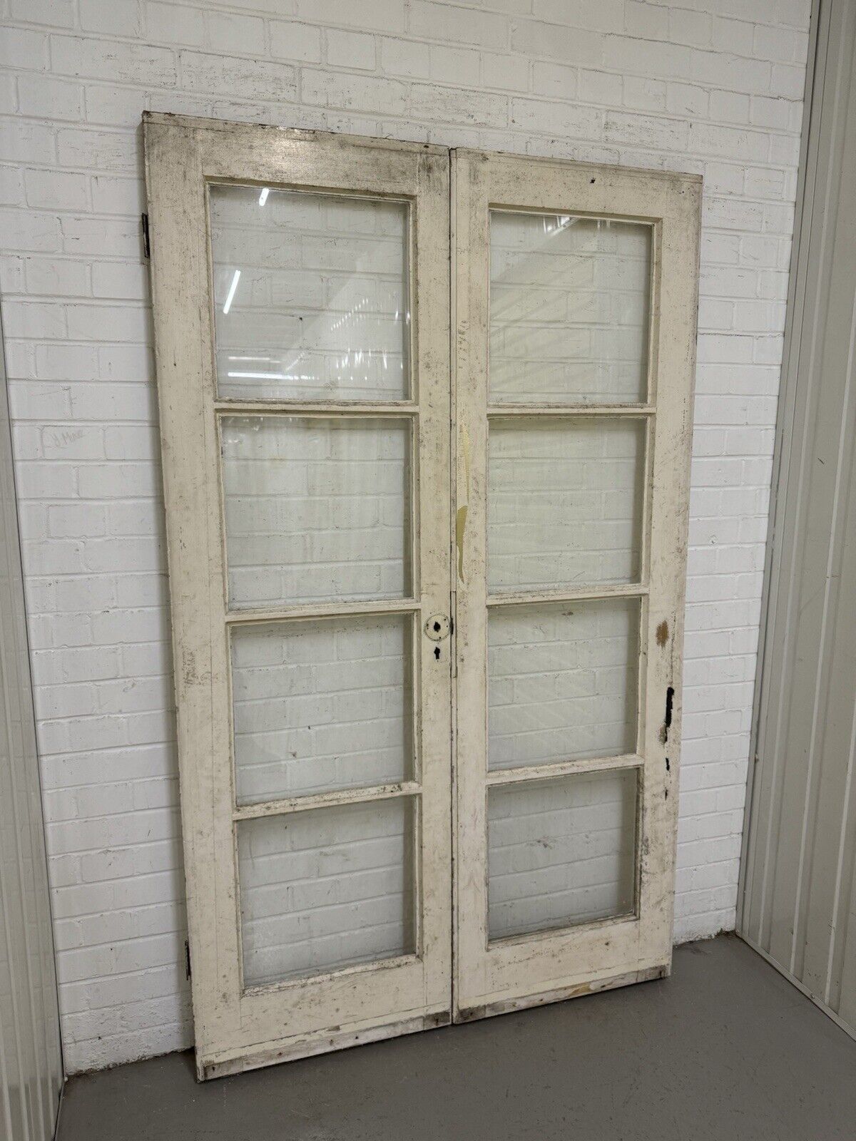 Reclaimed French Single Panel Glass Wooden Double Doors 2020 or 2000mm x 1215mm