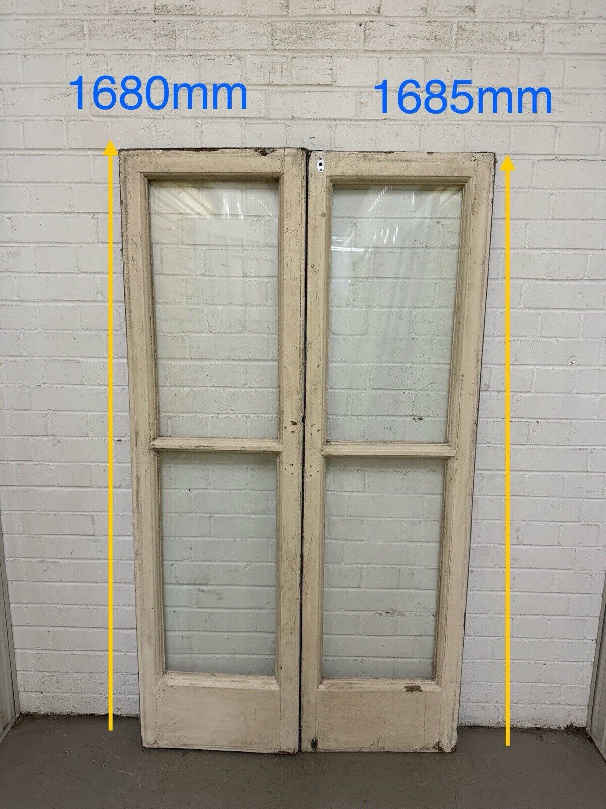 Reclaimed French Single Panel Glass Wooden Double Doors 1680 or 1685mm x 940mm