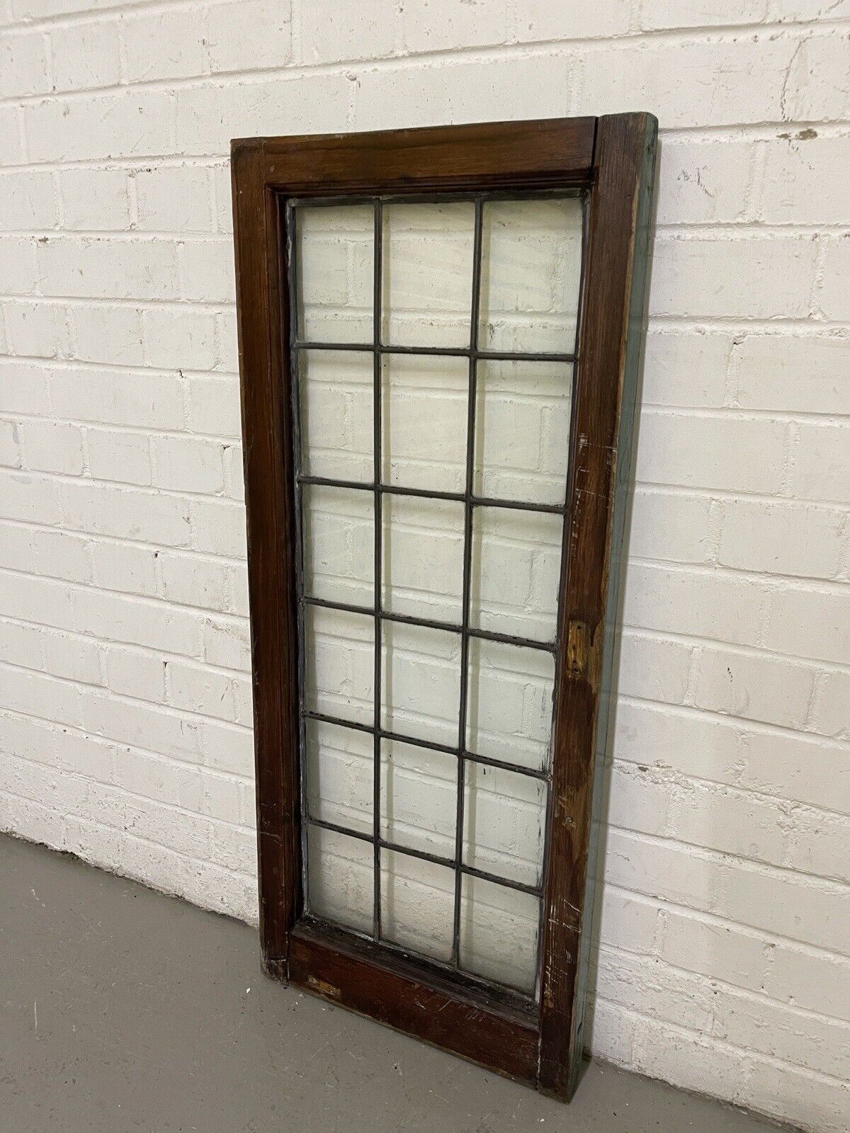 Reclaimed Old Leaded Light Panel Wooden Window 425 x 1005mm