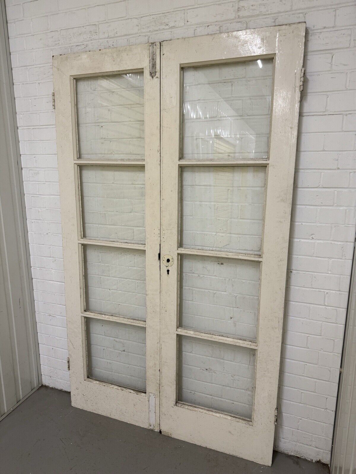 Reclaimed French Single Panel Glass Wooden Double Doors 2020 or 2000mm x 1215mm