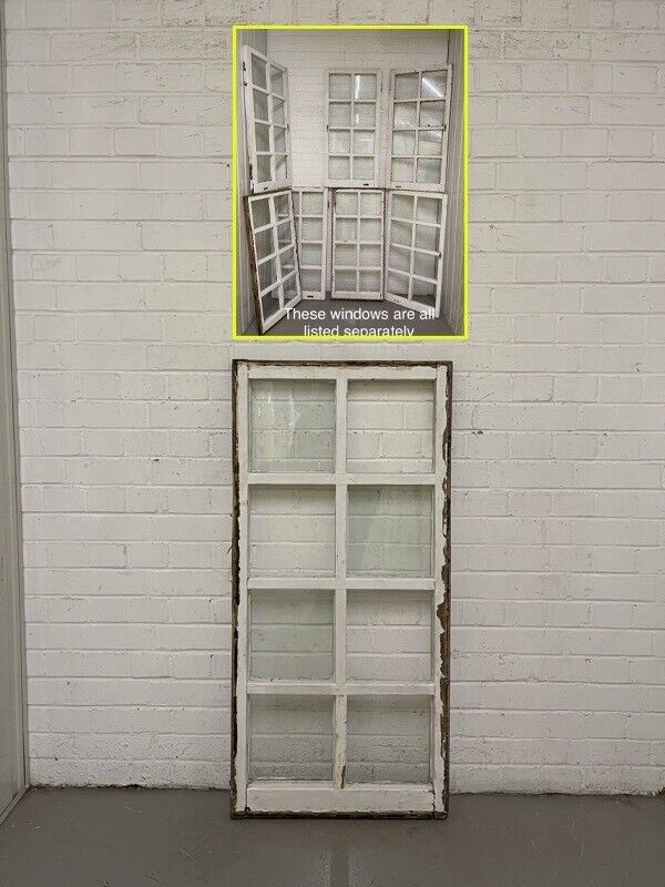 Reclaimed Old Modern Georgian Style 8 Panel Wooden Window 568 x 1175mm