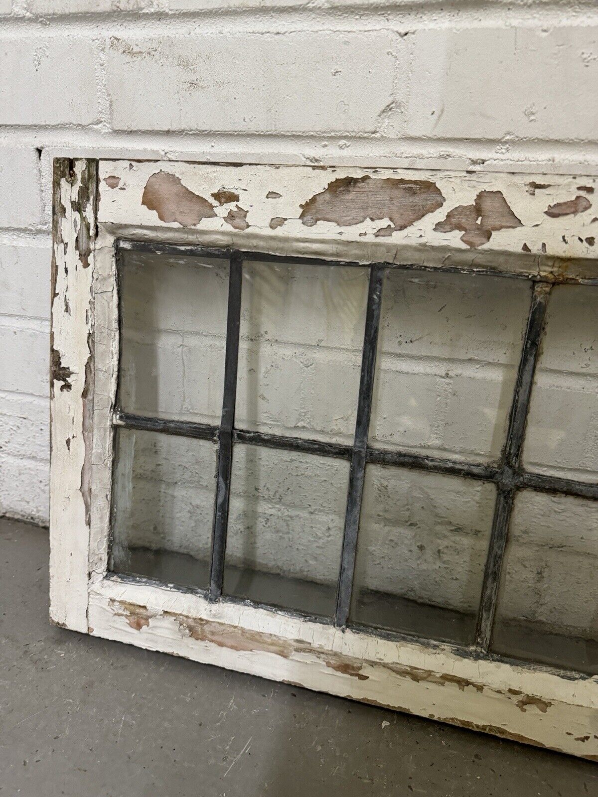 Pair Of Reclaimed Old Leaded Light Panel Wooden Windows 375 x 700mm 375 x 705mm