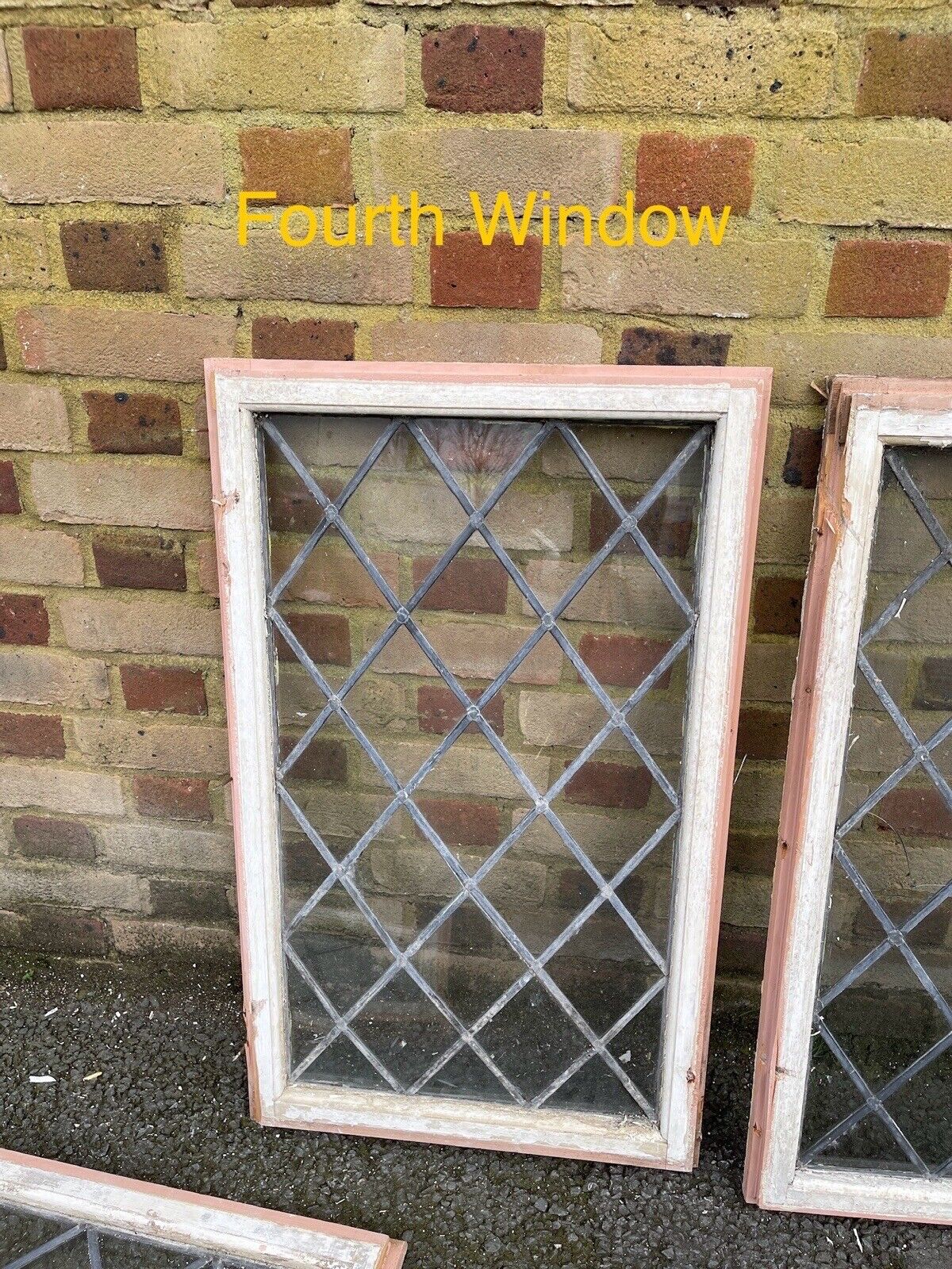 Job Lot Of 6 Reclaimed Leaded Light Diamond Panel Wooden Windows