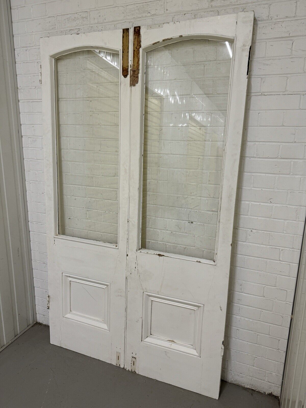 Reclaimed French Single Panel Glass Wooden Double Doors 2028 Or 2008mm x 1203mm