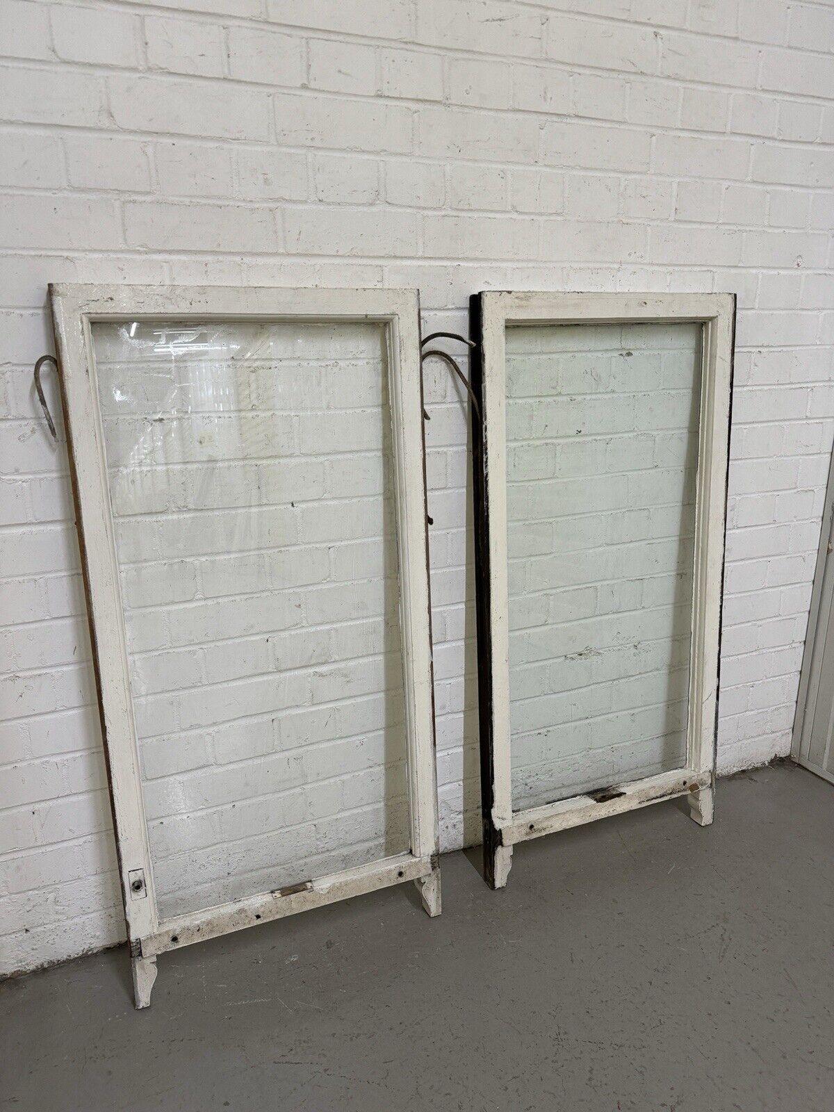 Pair Reclaimed Old Victorian Sash Panel Wooden Window 1115 x 543mm 1020 x 543mm